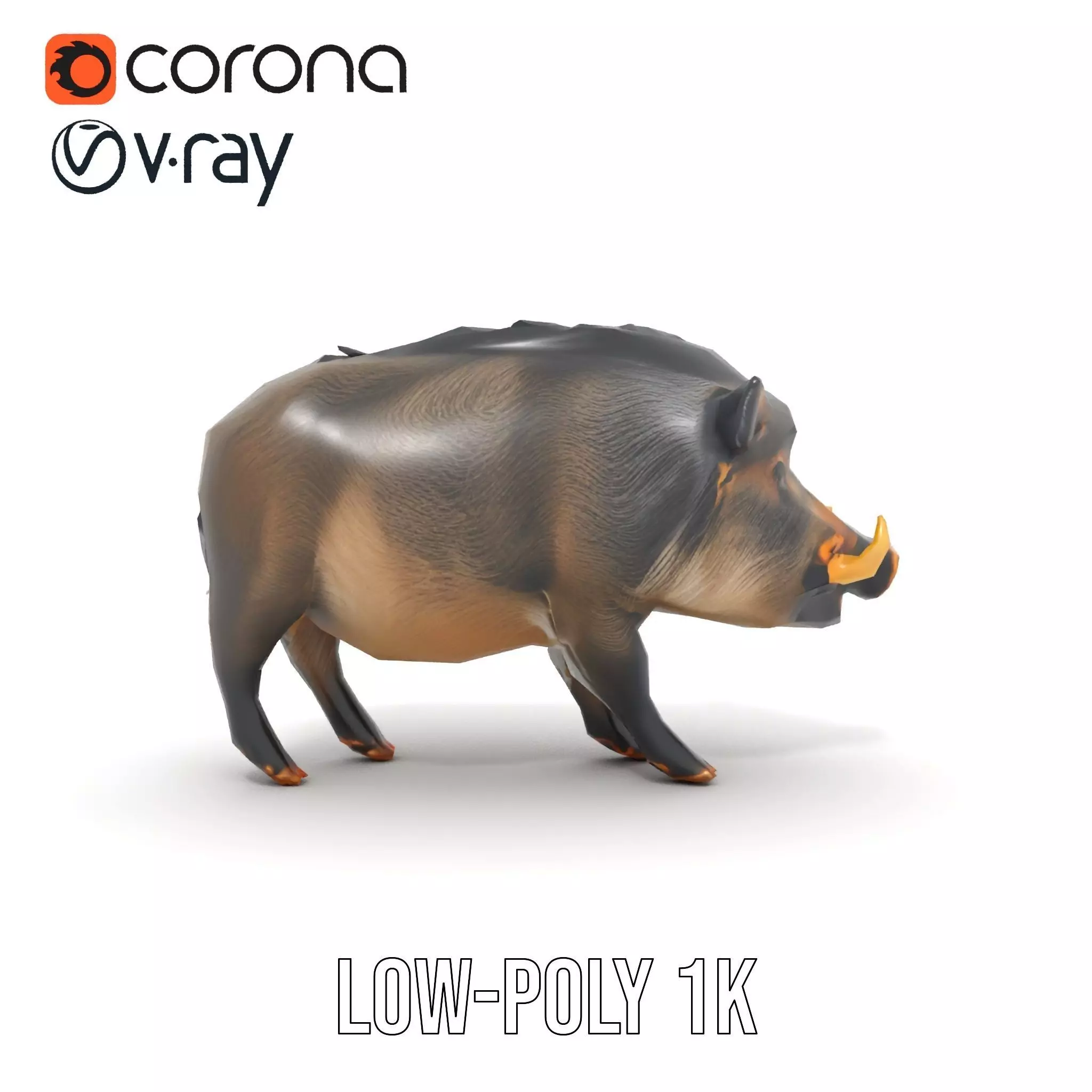 Wild Boar Detailed model pack Low-poly 3D model_7