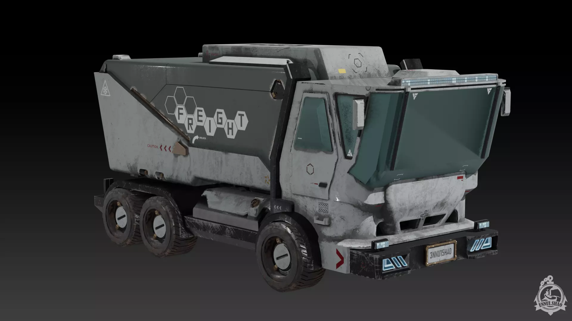 Sci-fi Truck game ready Low-poly 3D model_3