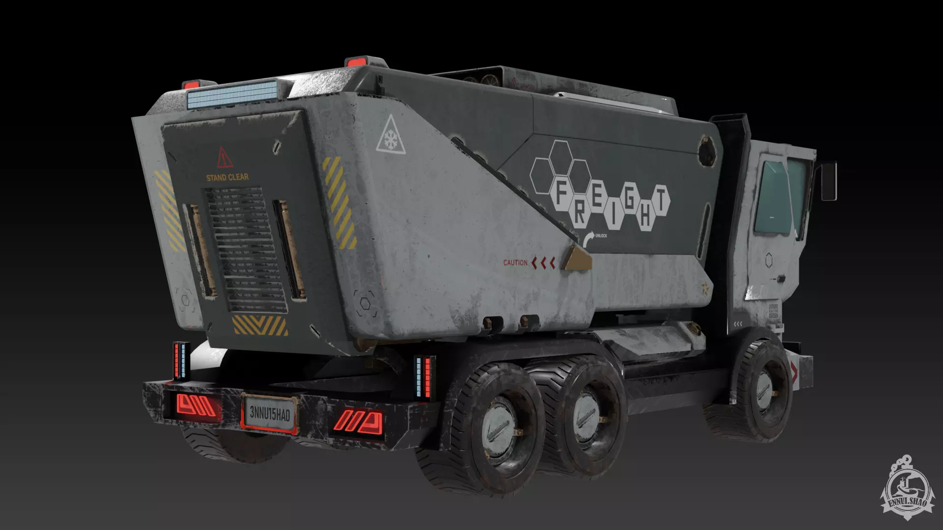Sci-fi Truck game ready Low-poly 3D model_5