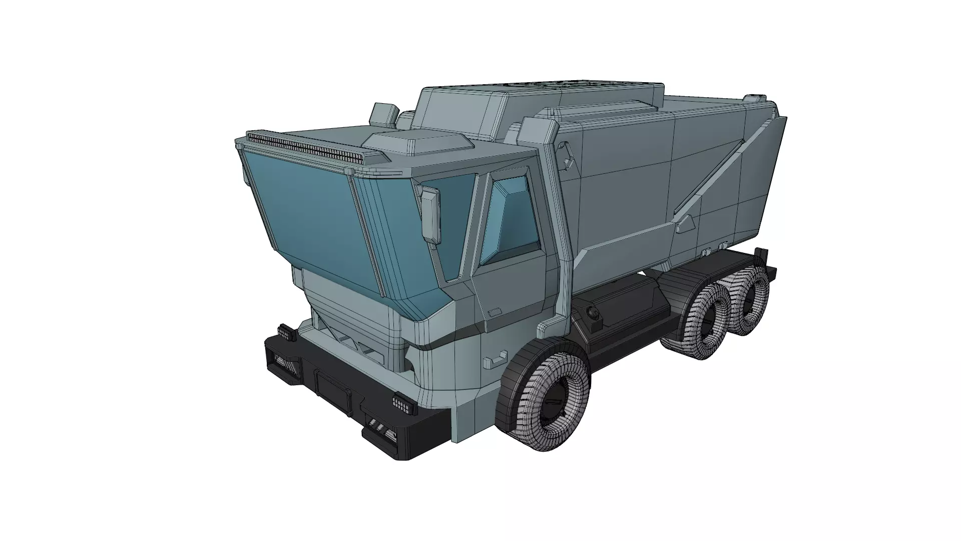 Sci-fi Truck game ready Low-poly 3D model_10