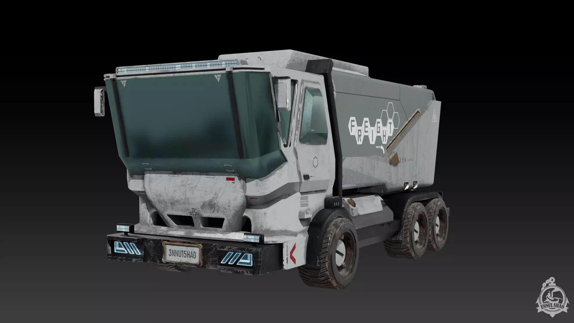 Sci-fi Truck game ready Low-poly 3D model_2