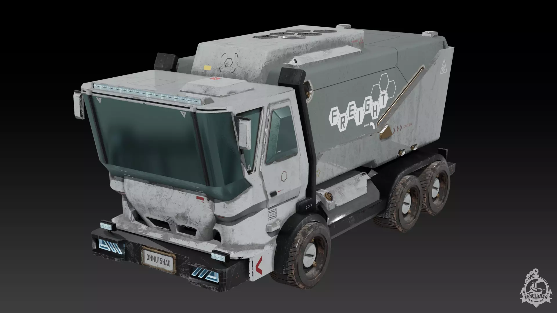 Sci-fi Truck game ready Low-poly 3D model_0