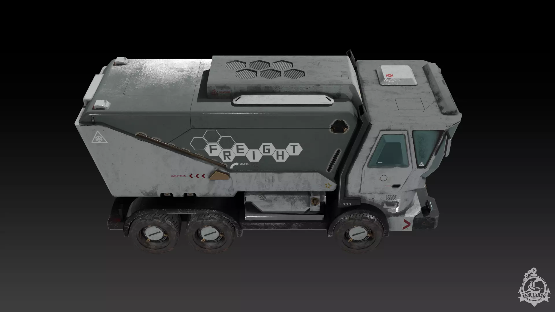 Sci-fi Truck game ready Low-poly 3D model_4