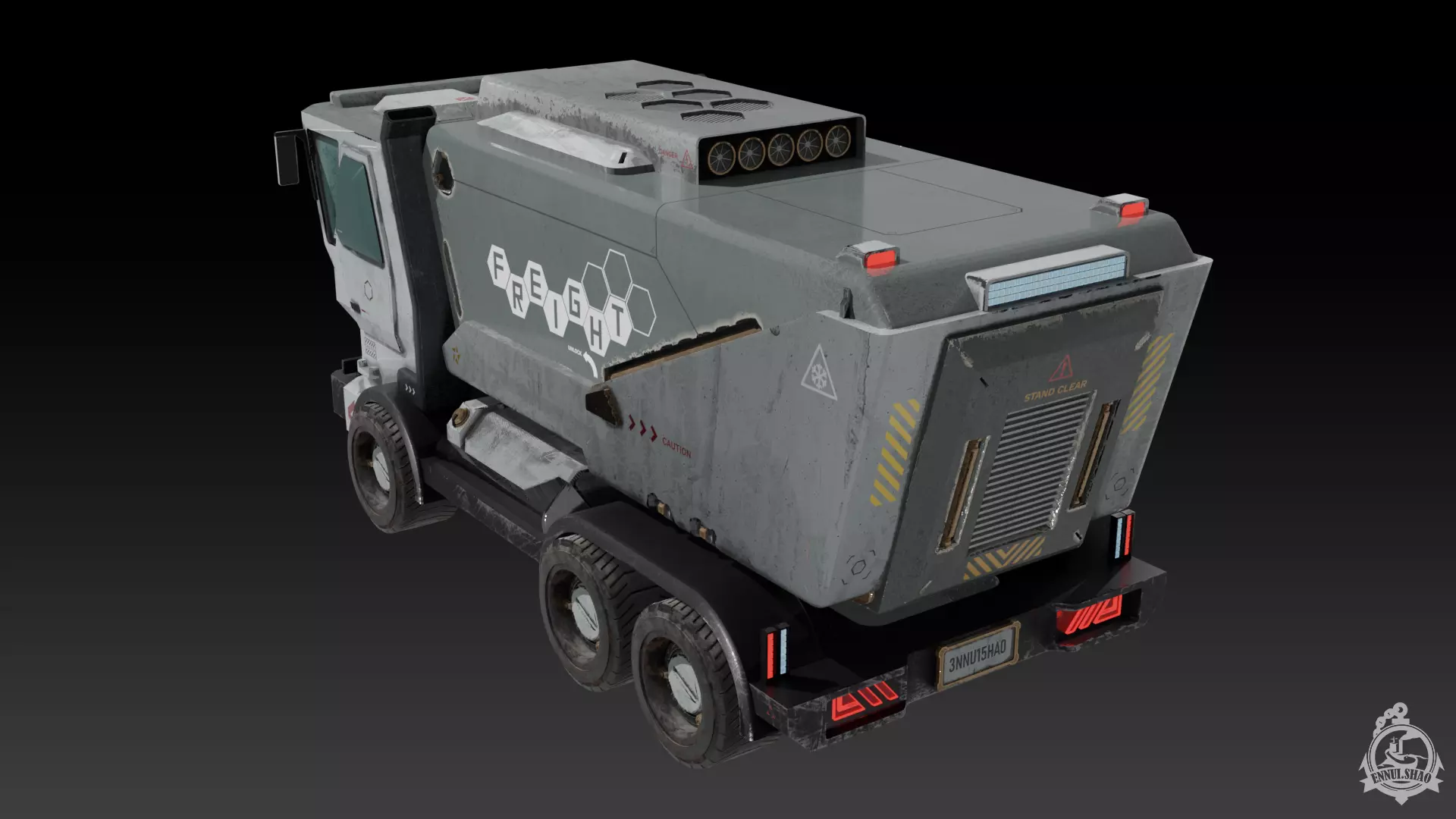 Sci-fi Truck game ready Low-poly 3D model_6