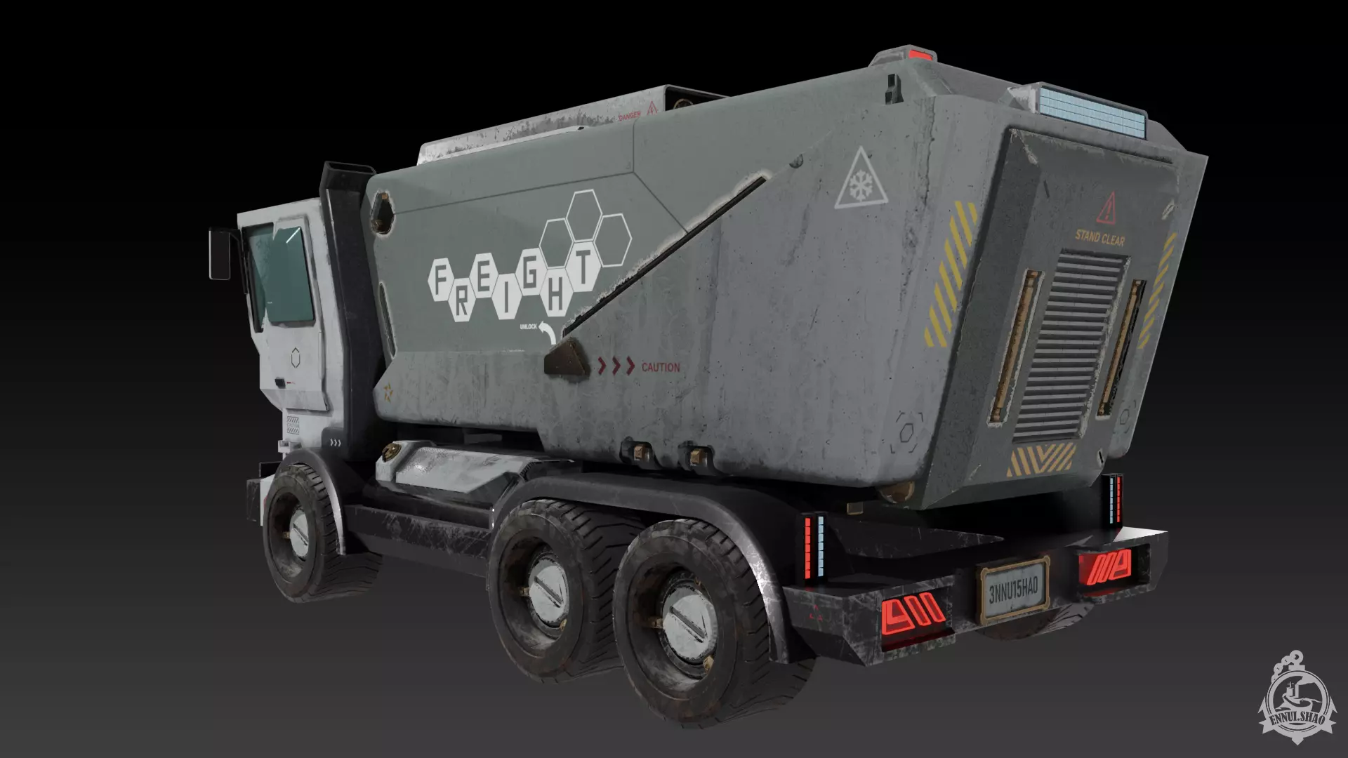 Sci-fi Truck game ready Low-poly 3D model_7
