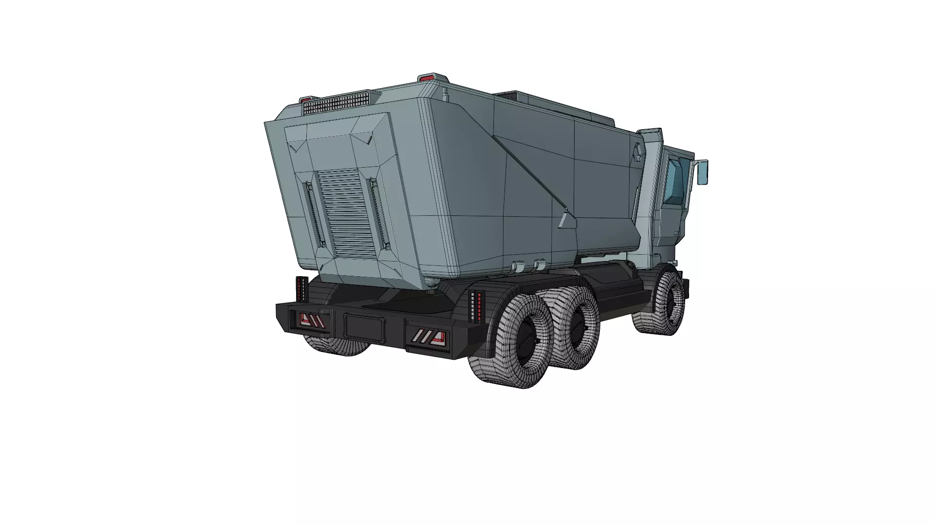 Sci-fi Truck game ready Low-poly 3D model_11