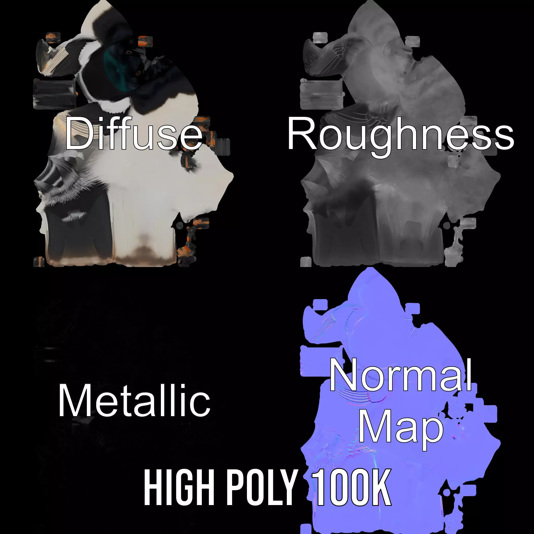 Elegant Magpie Bird model pack Low-poly 3D model_3