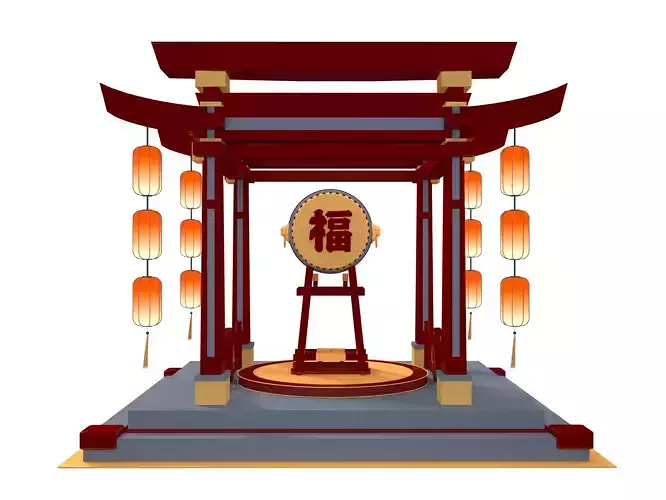 Torii Gate Low-poly 3D model