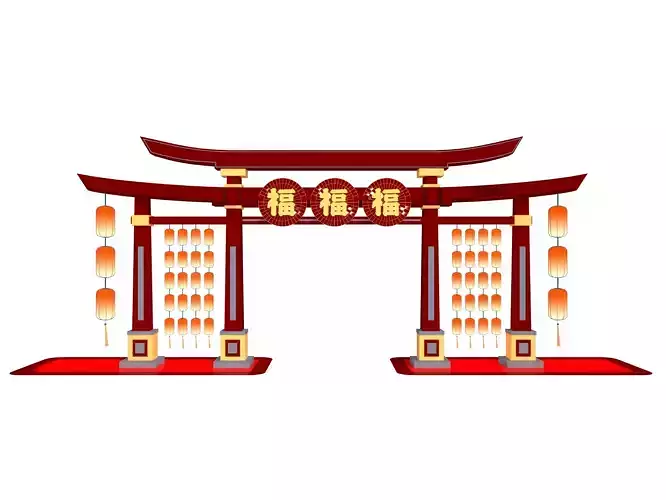 Torii Gate Low-poly 3D model