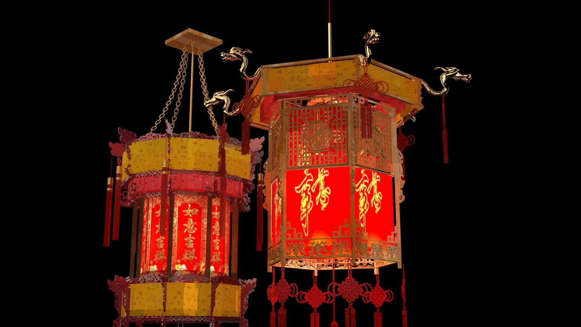 Chinese palace lantern   3D model_2