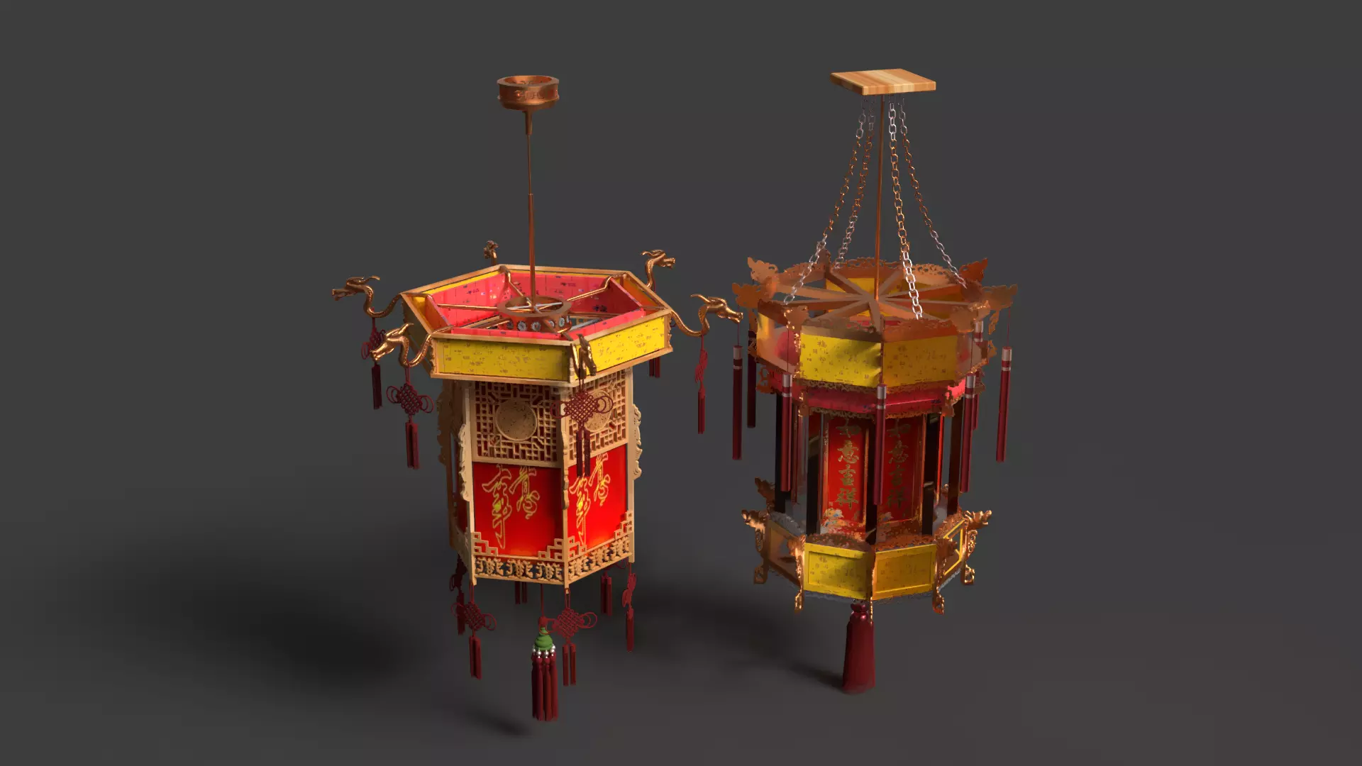 Chinese palace lantern   3D model_12