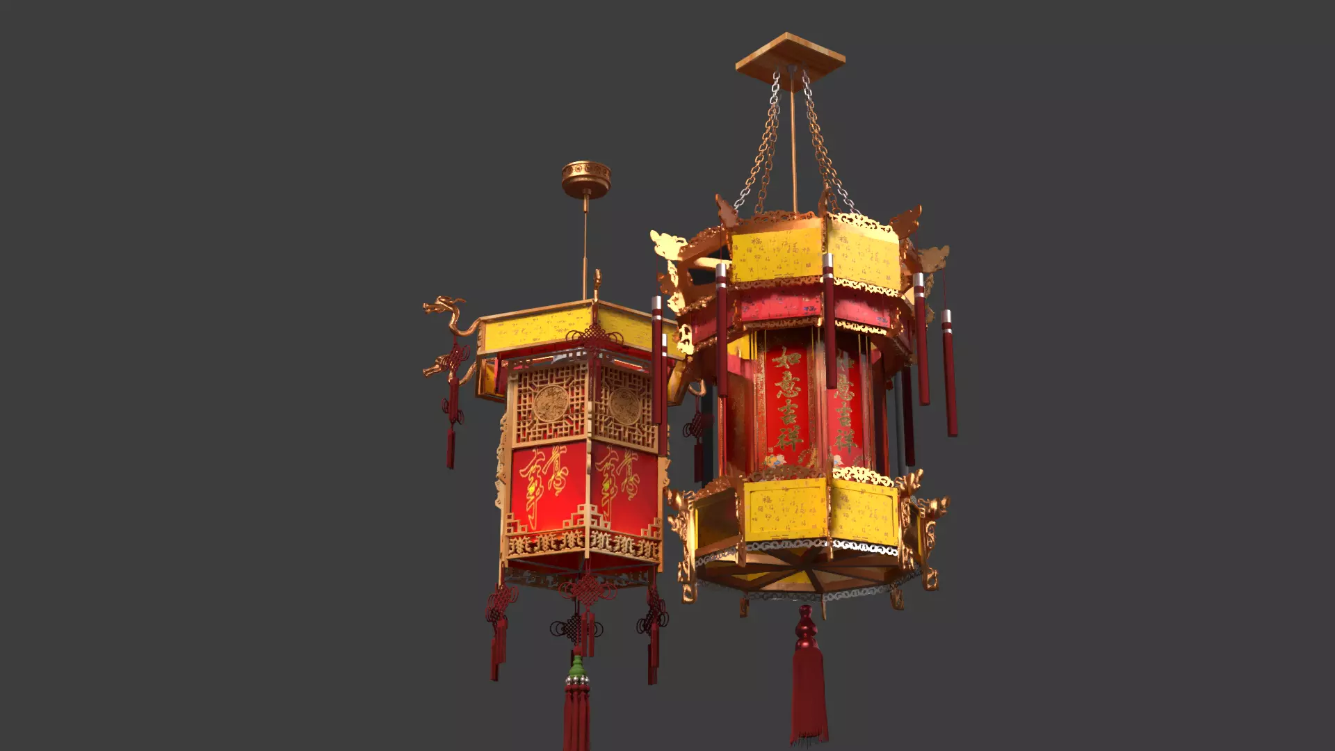 Chinese palace lantern   3D model_9