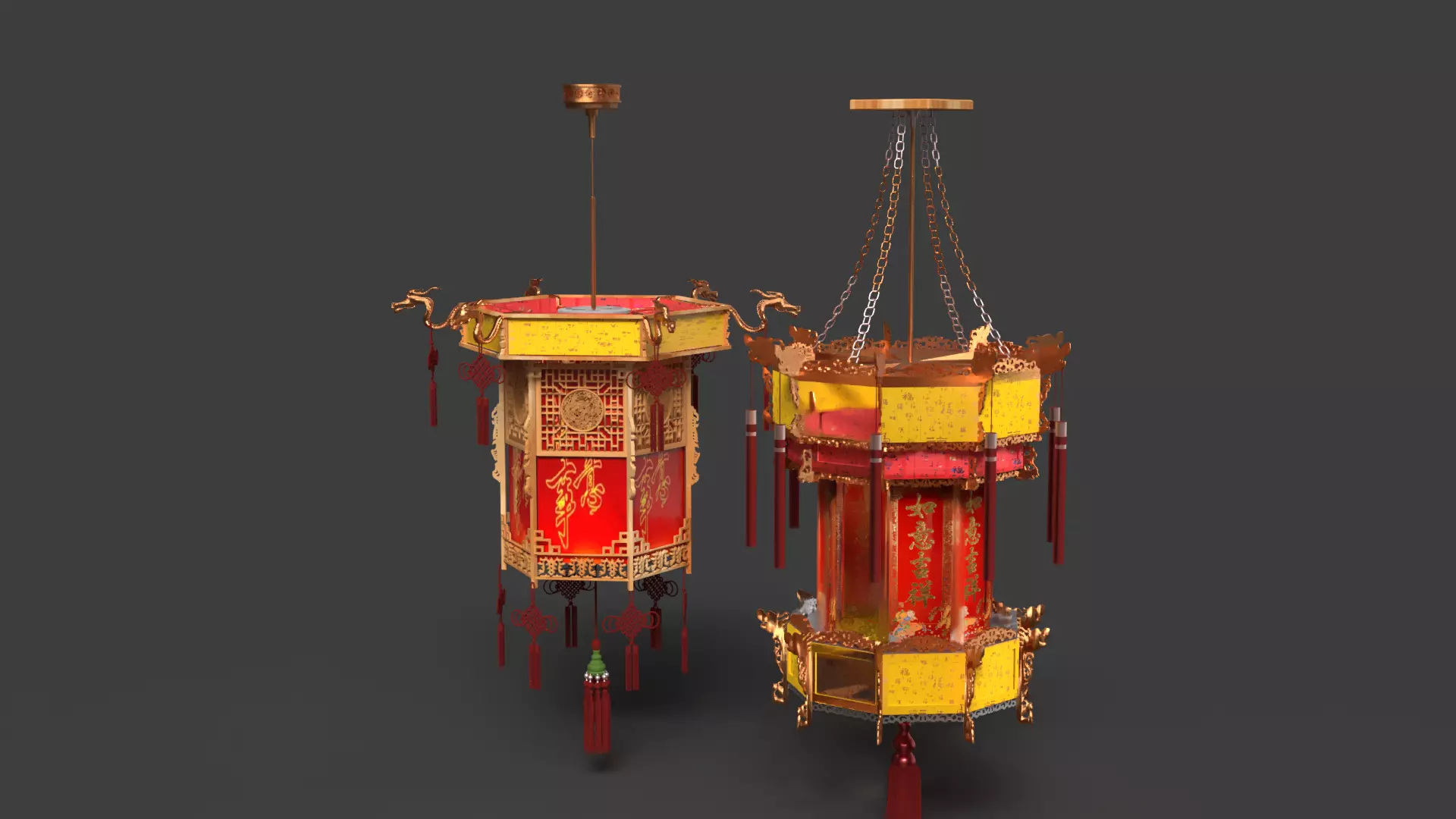 Chinese palace lantern   3D model_10