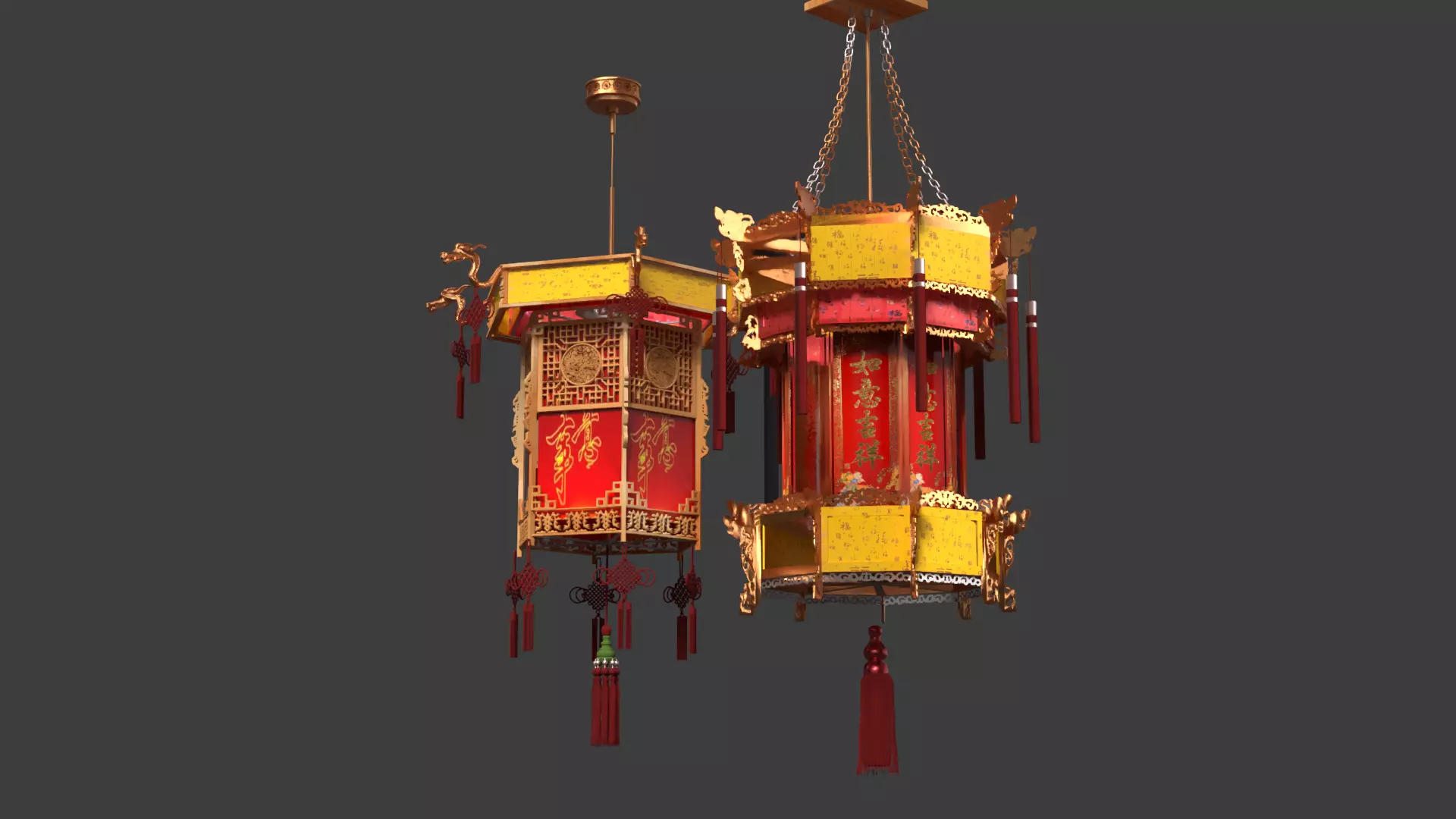 Chinese palace lantern   3D model_8