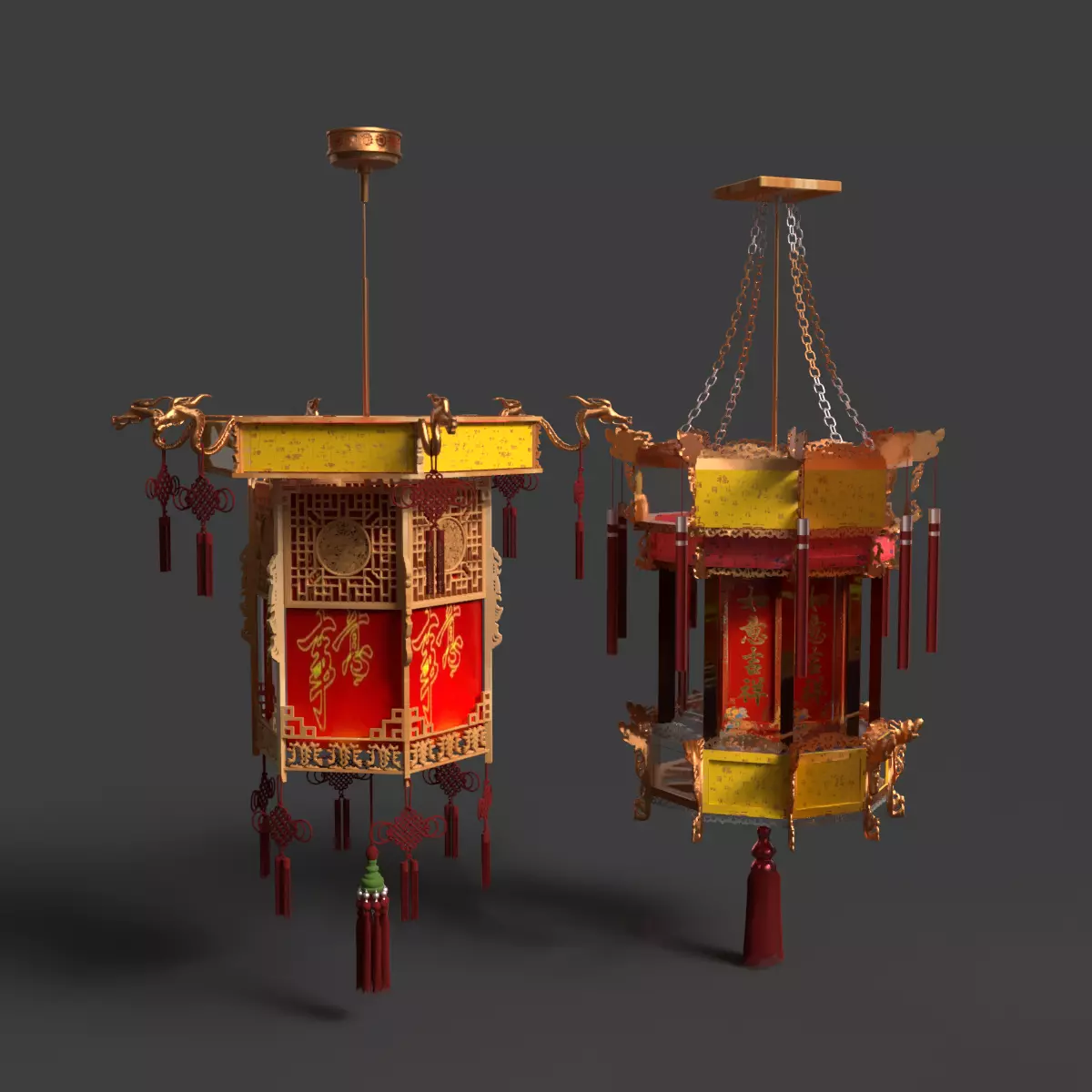 Chinese palace lantern   3D model_13