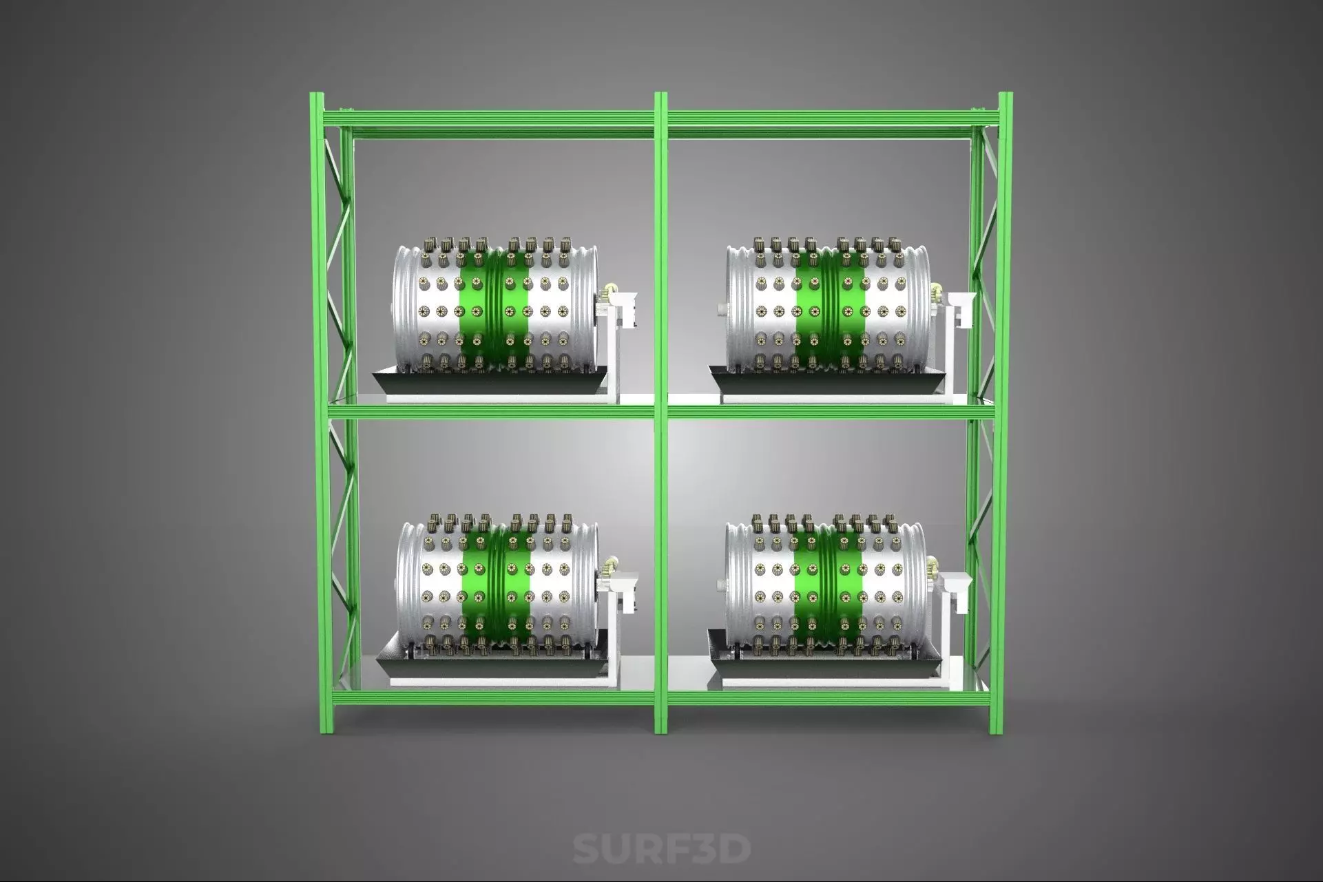 DRUM TRAY ARRAY SHELF RACK ROTARY HYDROPONIC PLANT GARDEN INDOOR 3D model_9