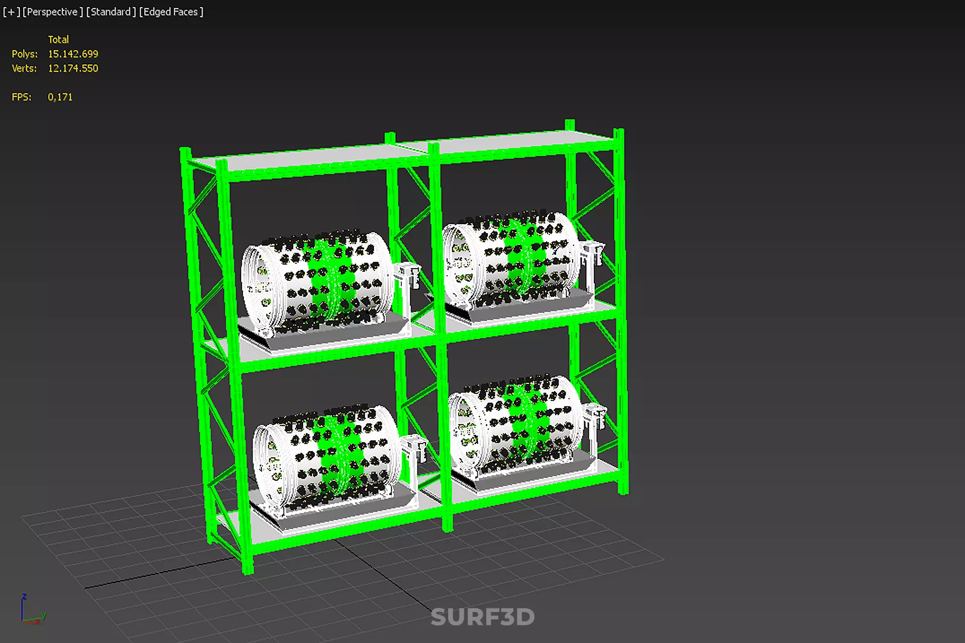 DRUM TRAY ARRAY SHELF RACK ROTARY HYDROPONIC PLANT GARDEN INDOOR 3D model_35
