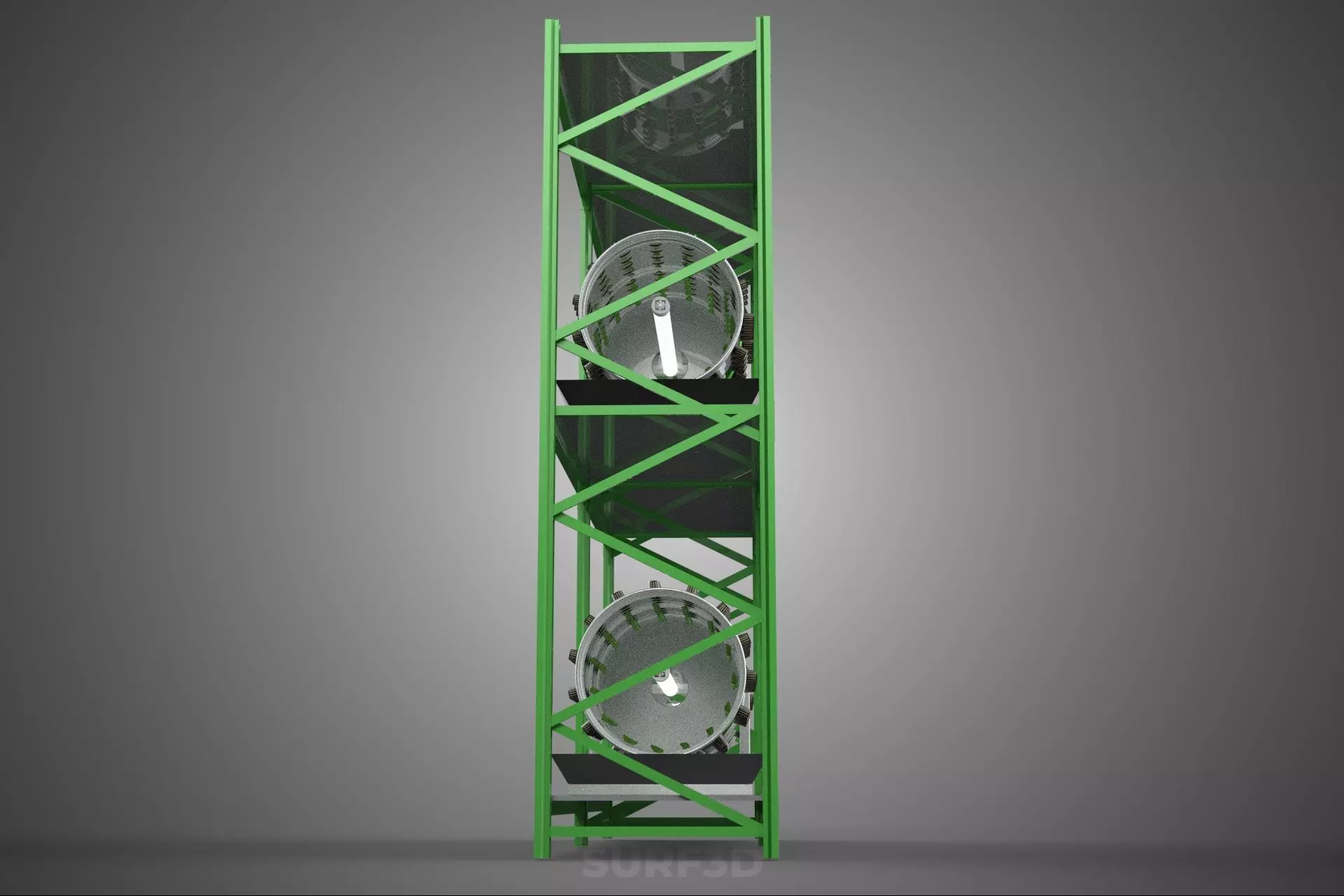 DRUM TRAY ARRAY SHELF RACK ROTARY HYDROPONIC PLANT GARDEN INDOOR 3D model_23