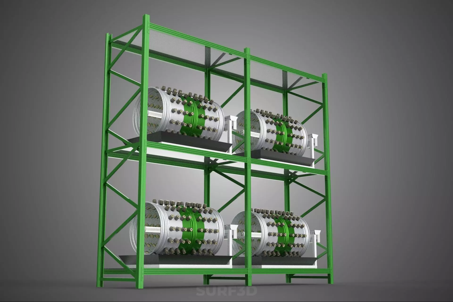 DRUM TRAY ARRAY SHELF RACK ROTARY HYDROPONIC PLANT GARDEN INDOOR 3D model_24