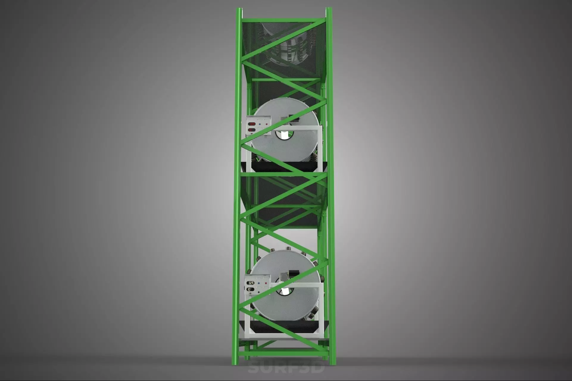 DRUM TRAY ARRAY SHELF RACK ROTARY HYDROPONIC PLANT GARDEN INDOOR 3D model_19