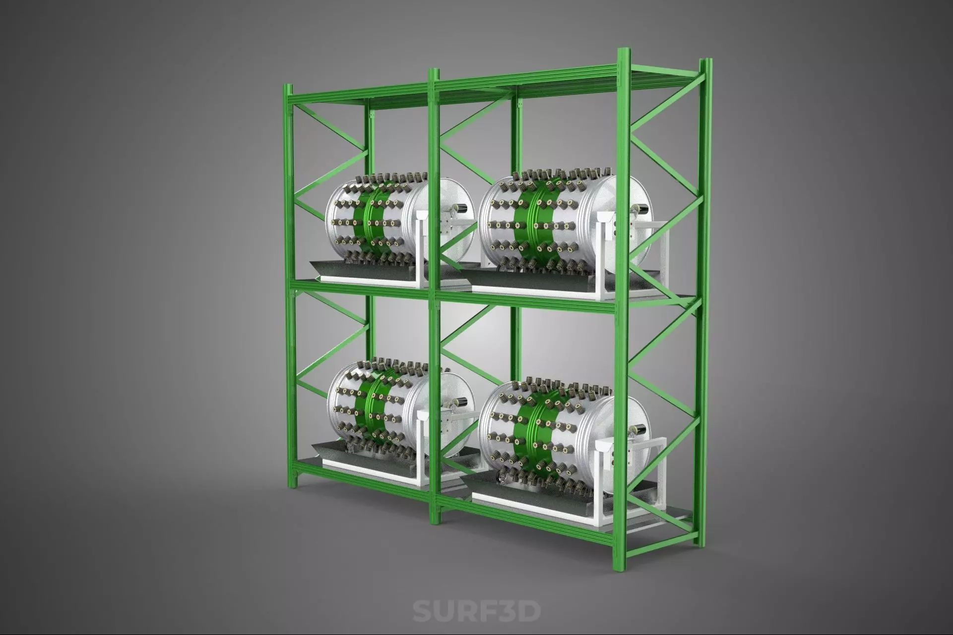 DRUM TRAY ARRAY SHELF RACK ROTARY HYDROPONIC PLANT GARDEN INDOOR 3D model_10