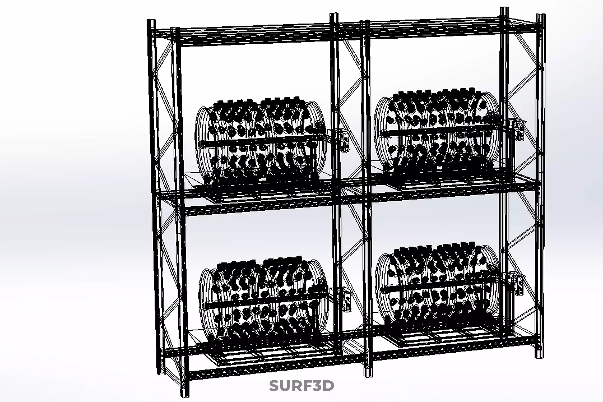 DRUM TRAY ARRAY SHELF RACK ROTARY HYDROPONIC PLANT GARDEN INDOOR 3D model_37