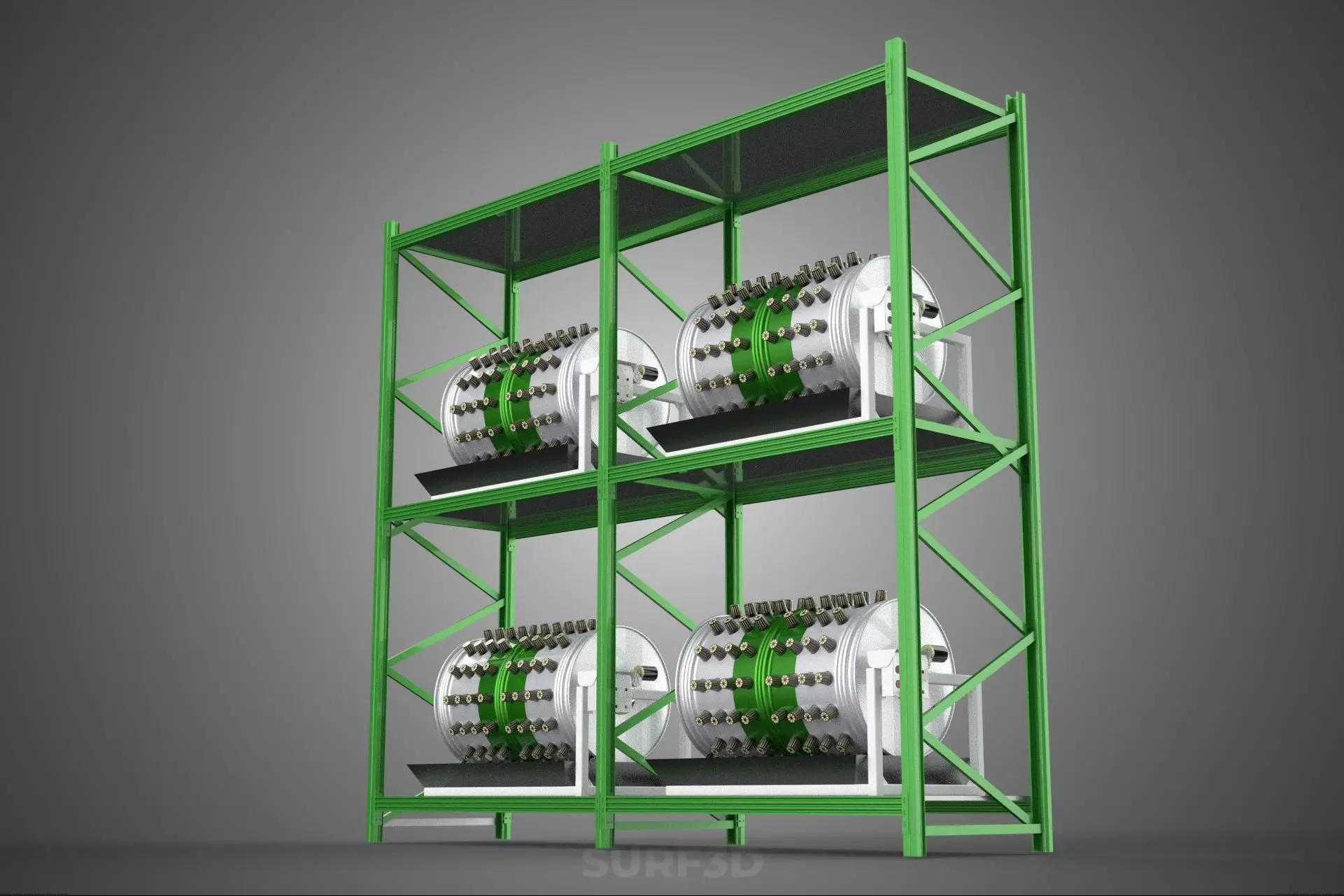 DRUM TRAY ARRAY SHELF RACK ROTARY HYDROPONIC PLANT GARDEN INDOOR 3D model_18