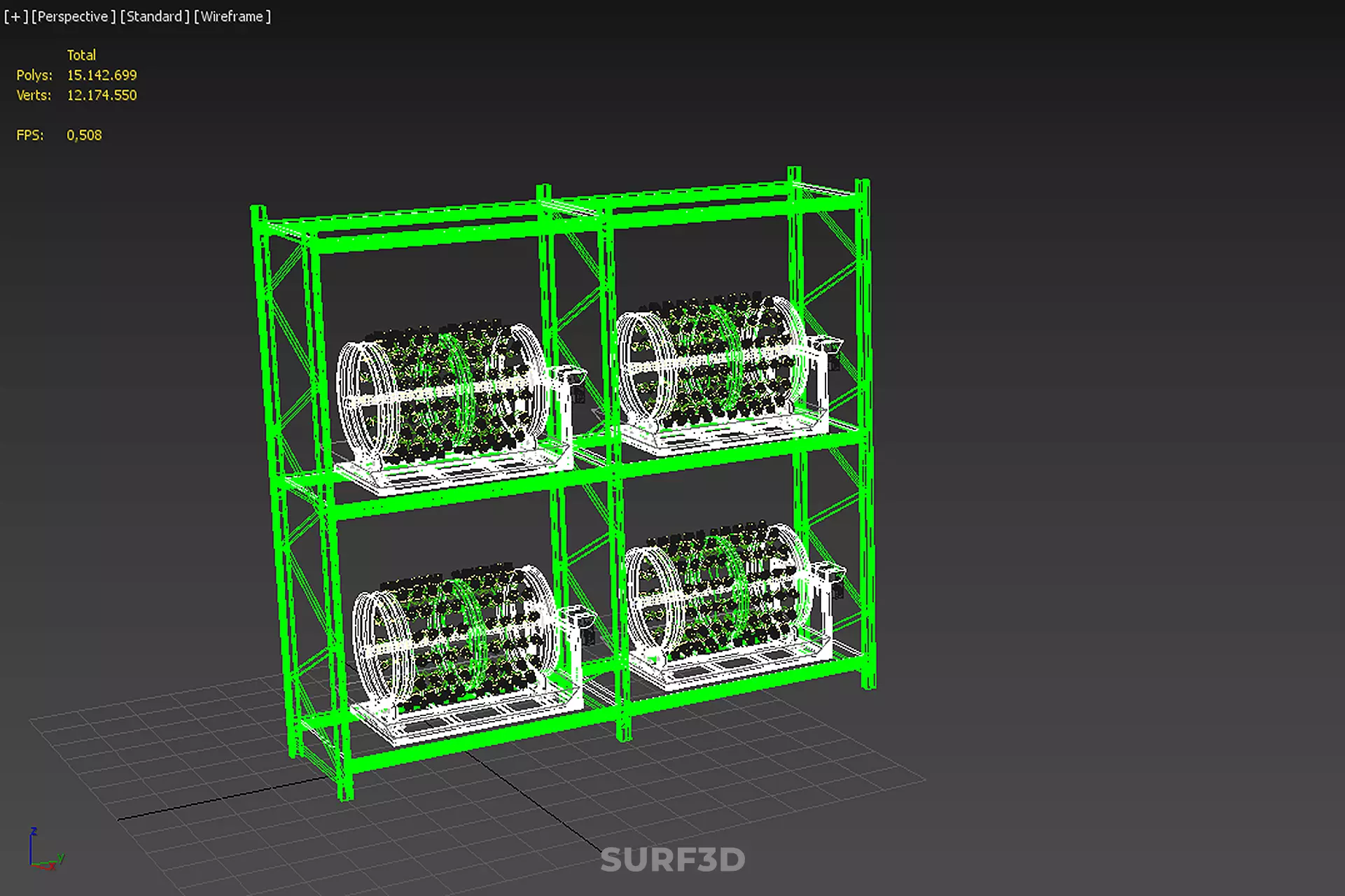 DRUM TRAY ARRAY SHELF RACK ROTARY HYDROPONIC PLANT GARDEN INDOOR 3D model_34