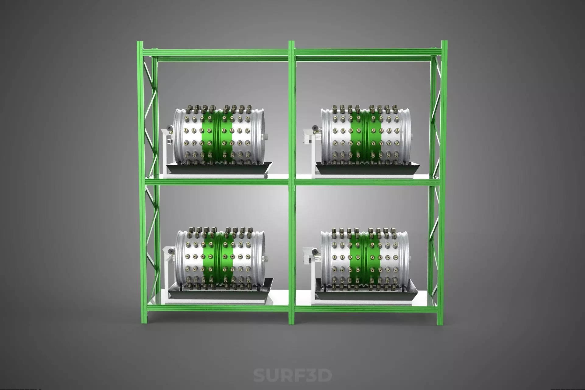 DRUM TRAY ARRAY SHELF RACK ROTARY HYDROPONIC PLANT GARDEN INDOOR 3D model_13