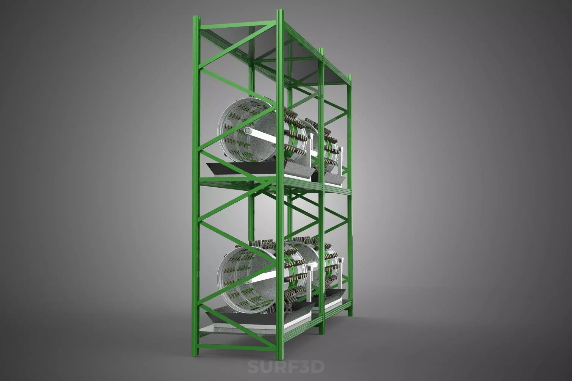 DRUM TRAY ARRAY SHELF RACK ROTARY HYDROPONIC PLANT GARDEN INDOOR 3D model_28