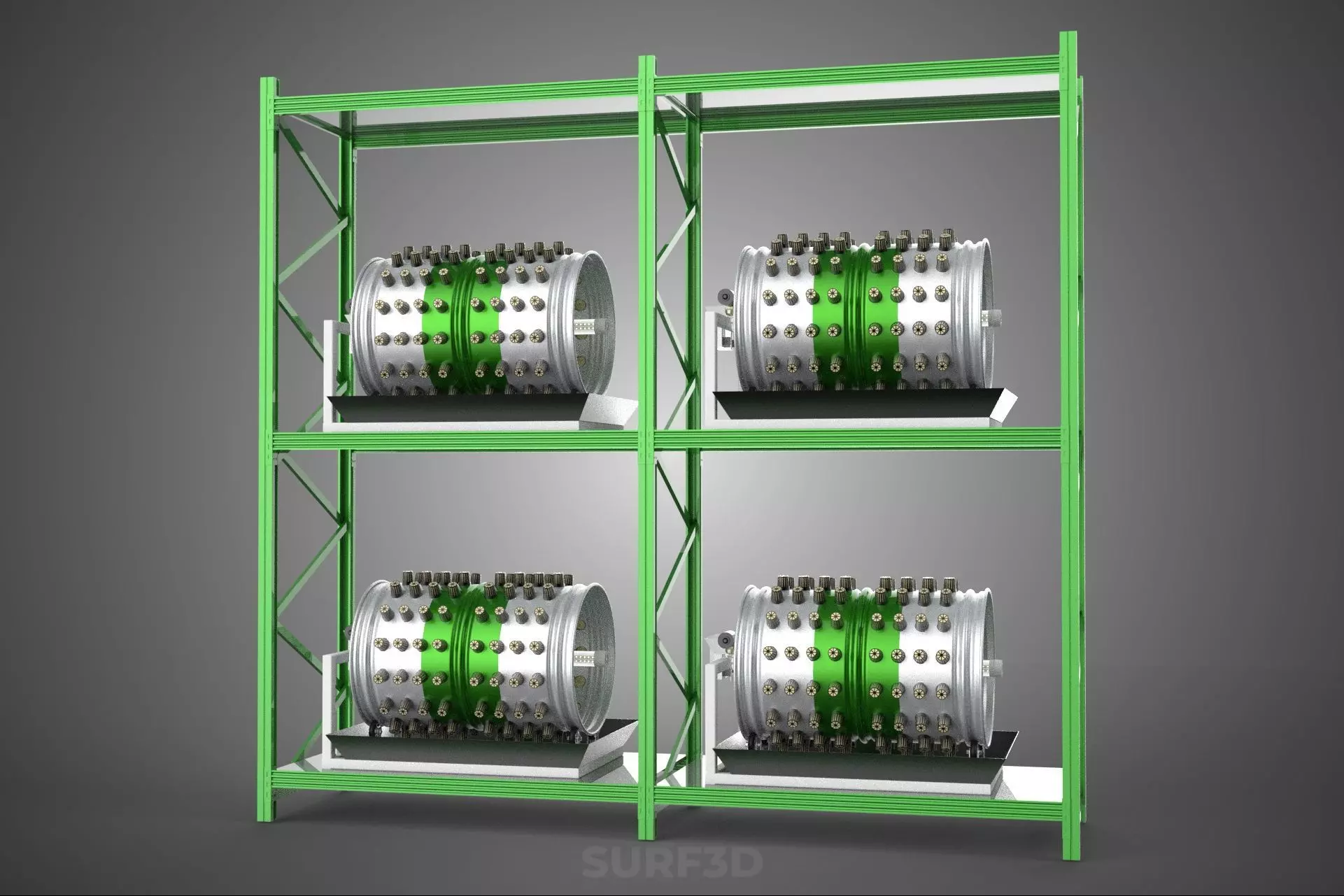 DRUM TRAY ARRAY SHELF RACK ROTARY HYDROPONIC PLANT GARDEN INDOOR 3D model_29