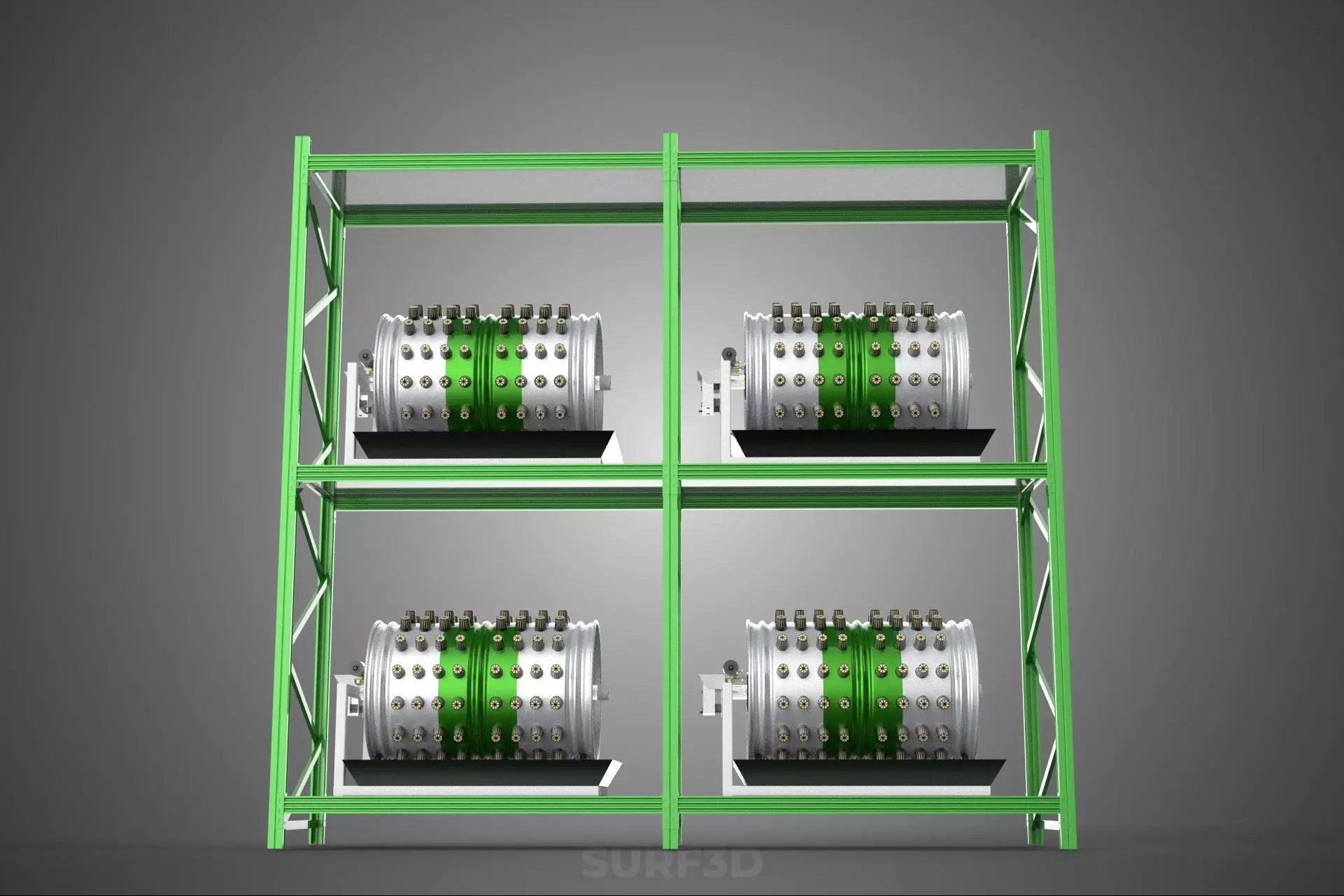 DRUM TRAY ARRAY SHELF RACK ROTARY HYDROPONIC PLANT GARDEN INDOOR 3D model_21