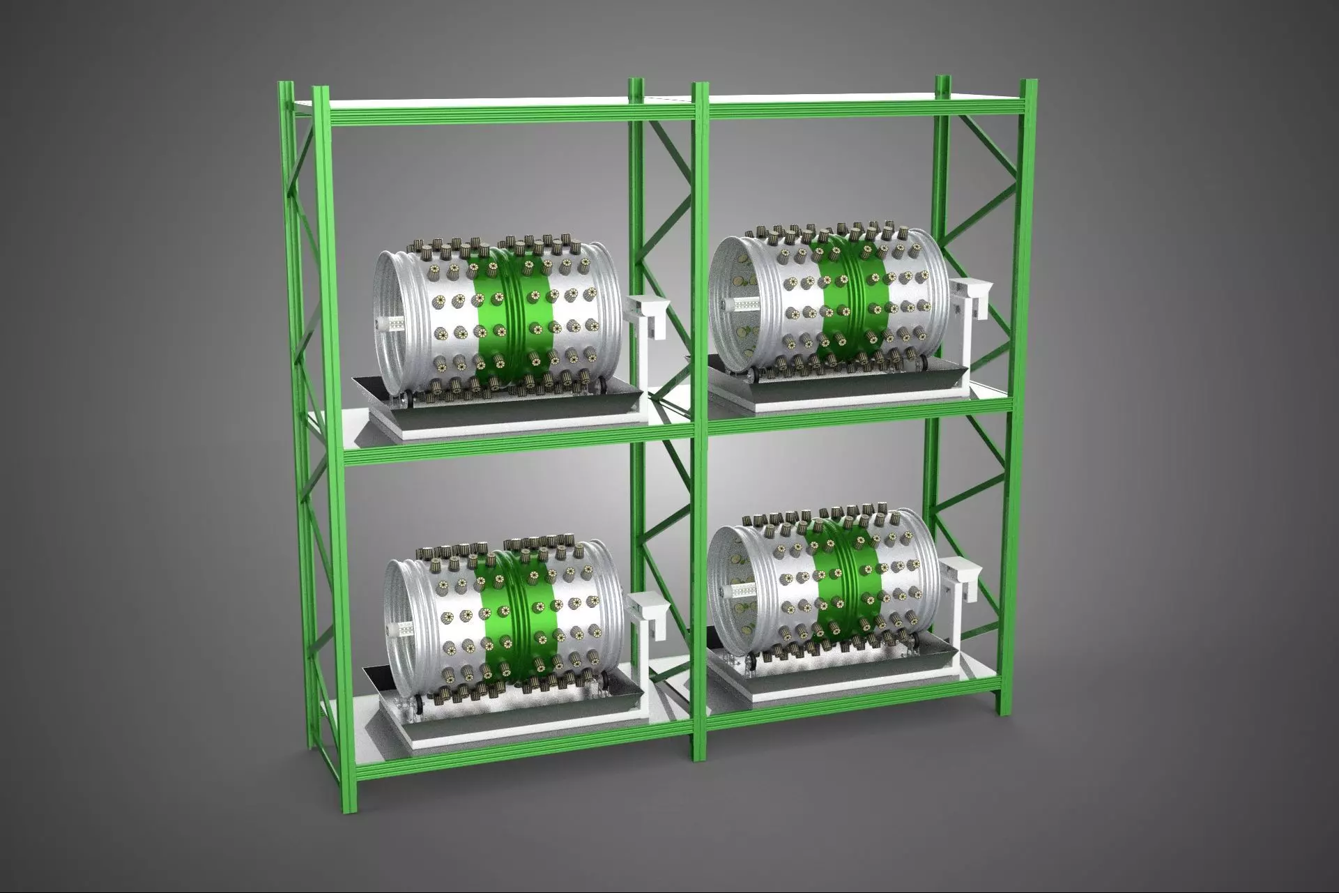 DRUM TRAY ARRAY SHELF RACK ROTARY HYDROPONIC PLANT GARDEN INDOOR 3D model_0
