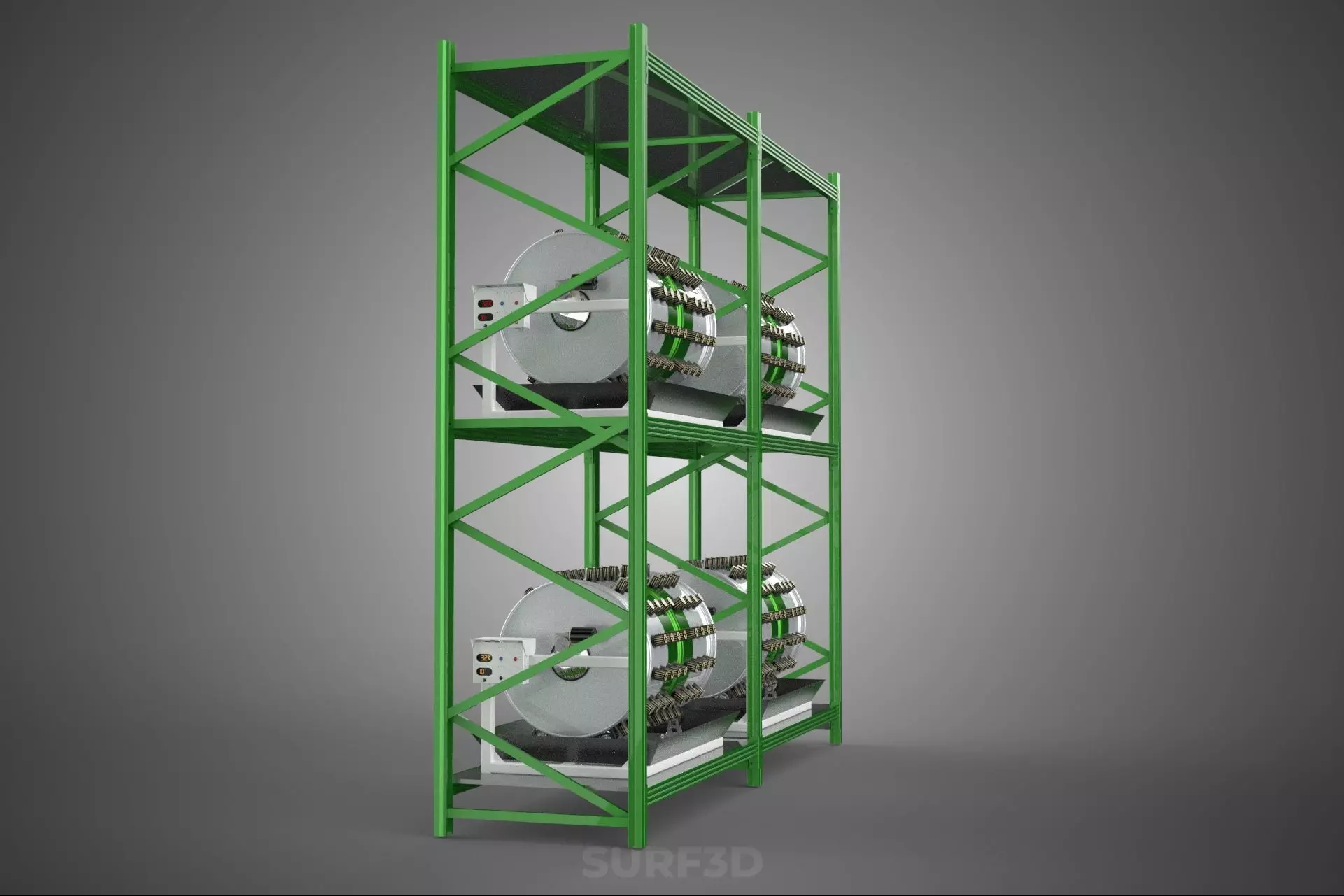 DRUM TRAY ARRAY SHELF RACK ROTARY HYDROPONIC PLANT GARDEN INDOOR 3D model_27