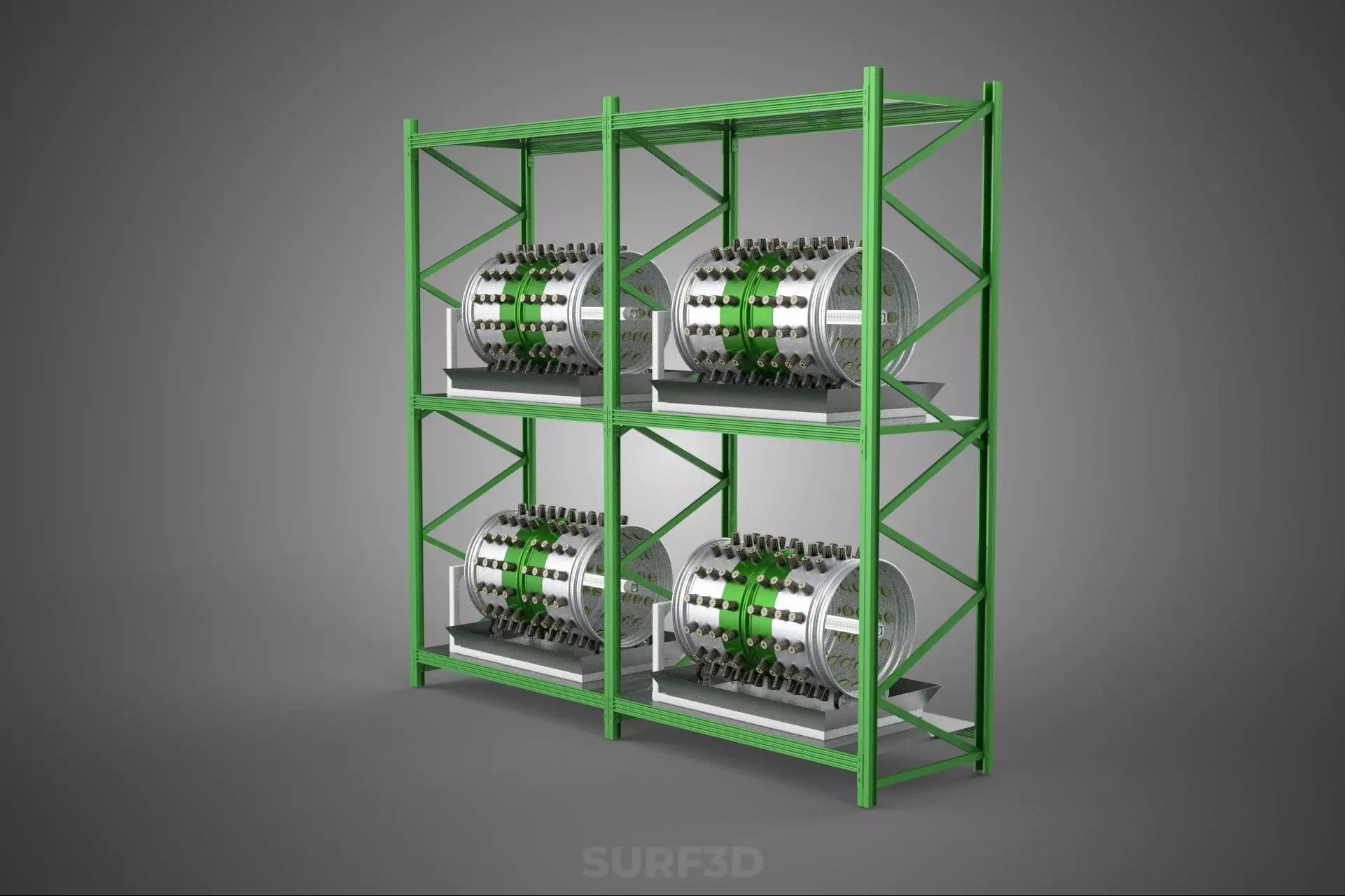 DRUM TRAY ARRAY SHELF RACK ROTARY HYDROPONIC PLANT GARDEN INDOOR 3D model_14