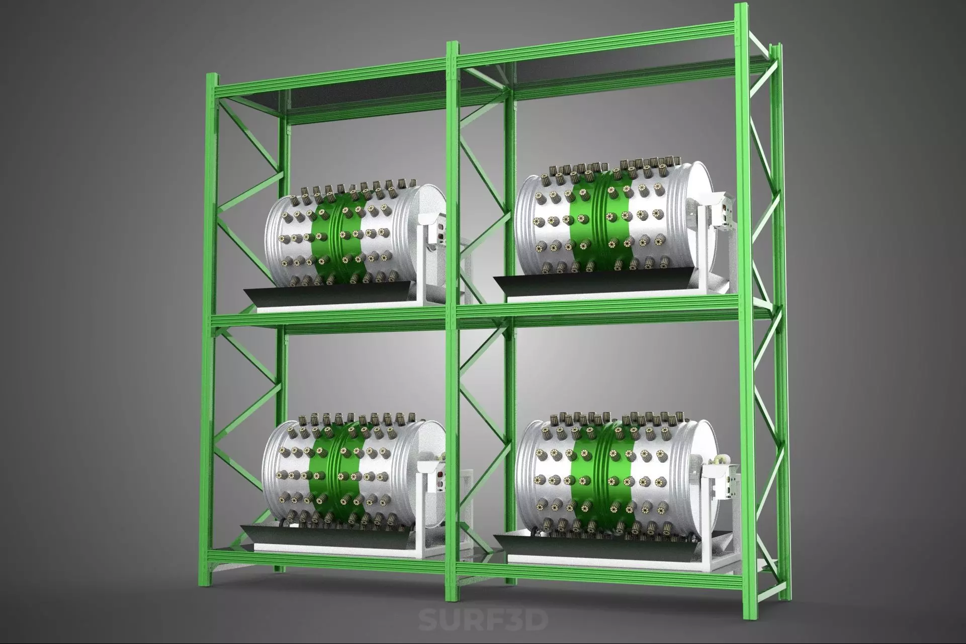 DRUM TRAY ARRAY SHELF RACK ROTARY HYDROPONIC PLANT GARDEN INDOOR 3D model_30