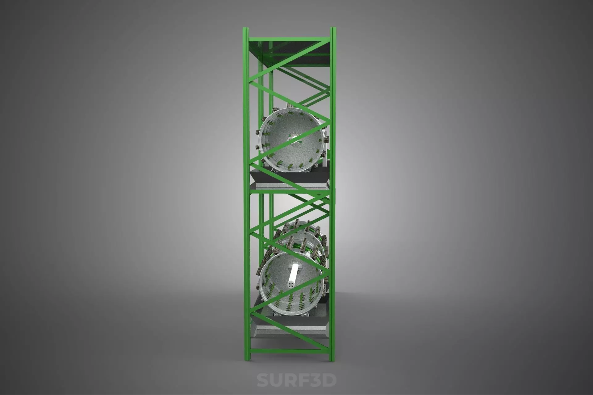 DRUM TRAY ARRAY SHELF RACK ROTARY HYDROPONIC PLANT GARDEN INDOOR 3D model_15