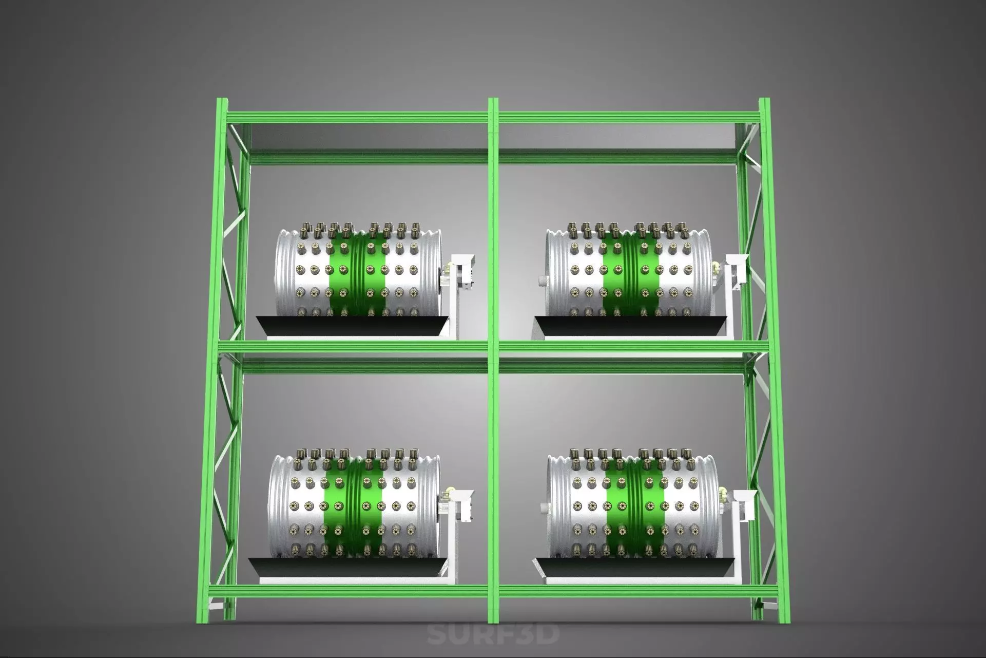 DRUM TRAY ARRAY SHELF RACK ROTARY HYDROPONIC PLANT GARDEN INDOOR 3D model_17