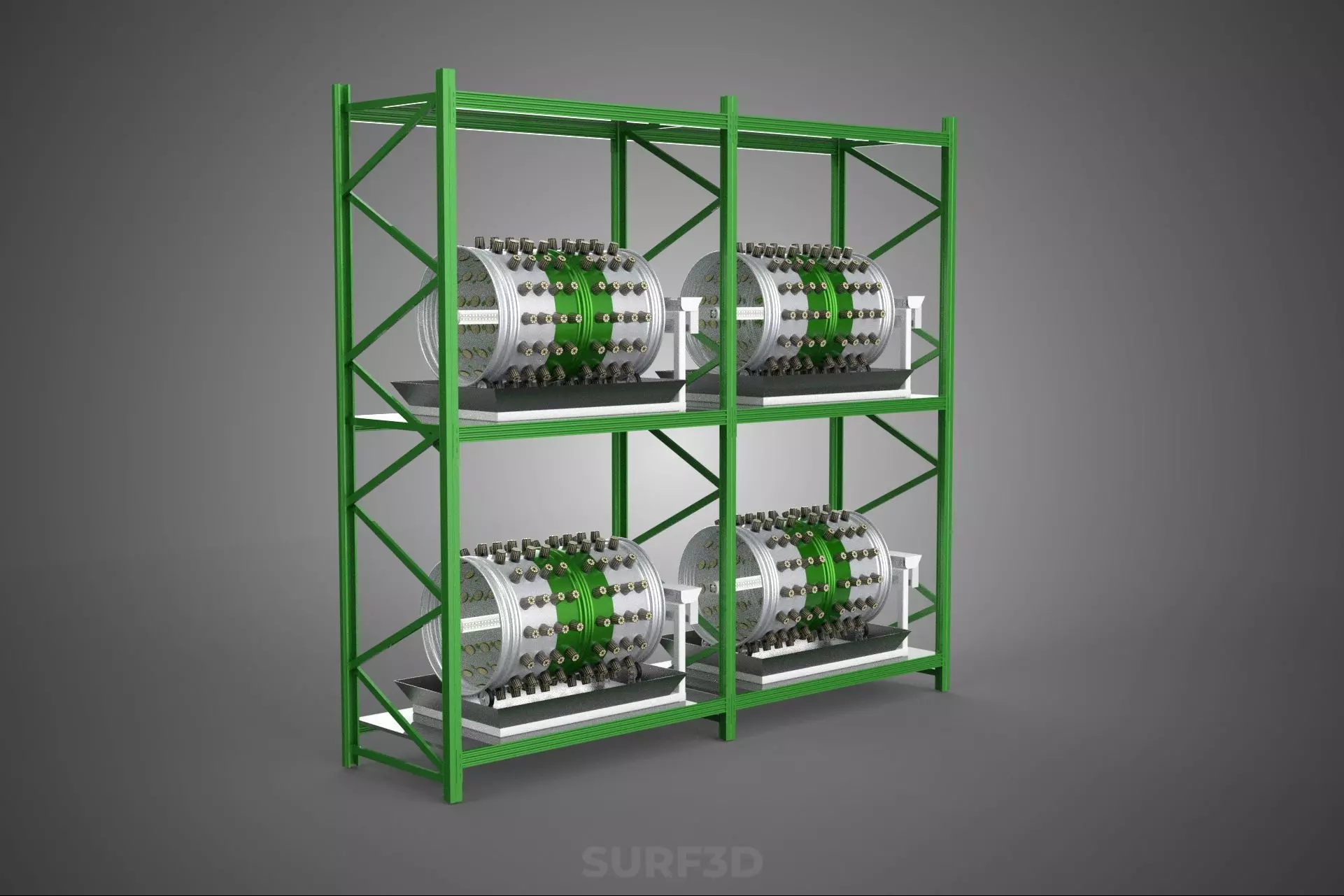 DRUM TRAY ARRAY SHELF RACK ROTARY HYDROPONIC PLANT GARDEN INDOOR 3D model_16