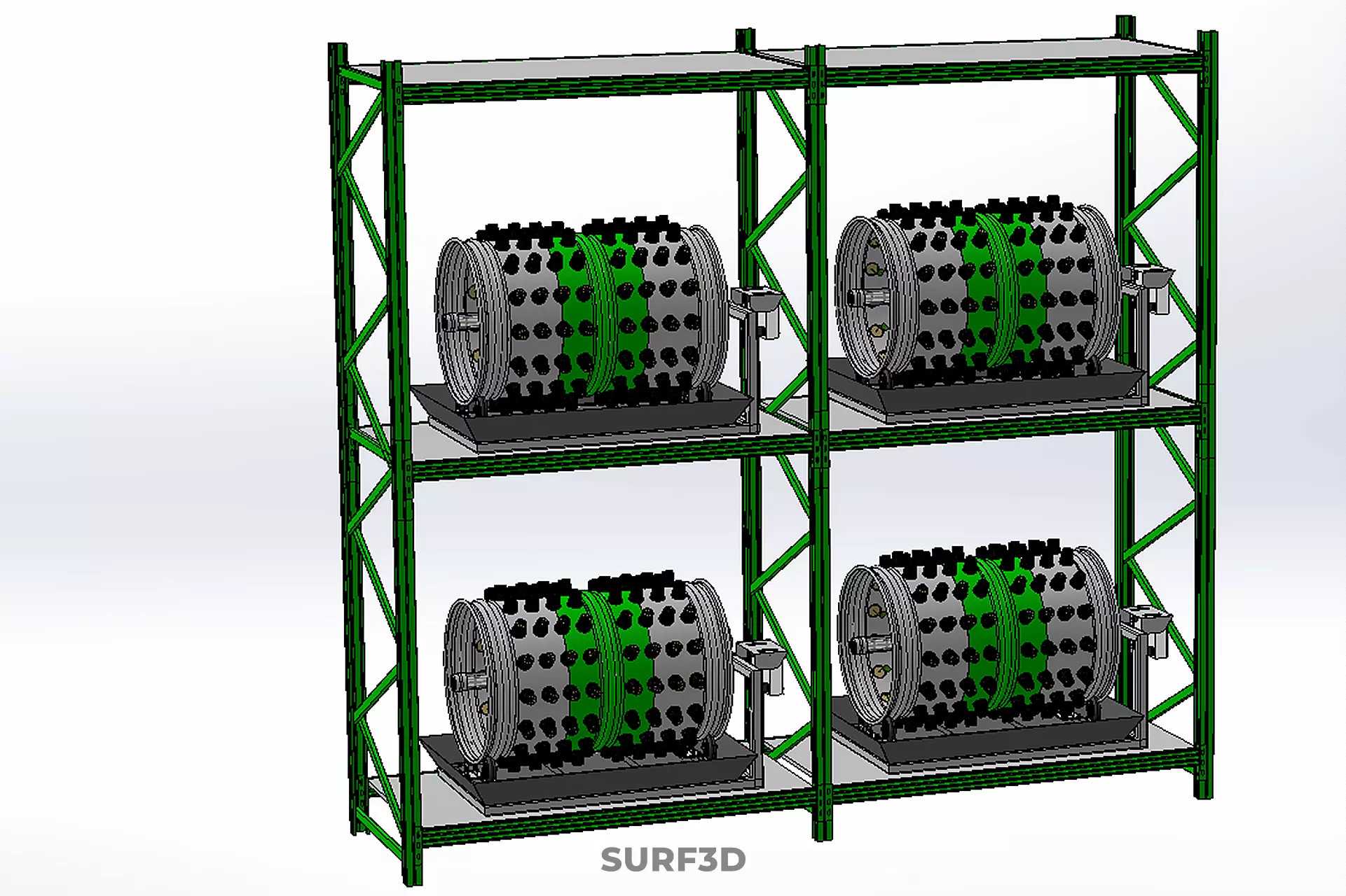 DRUM TRAY ARRAY SHELF RACK ROTARY HYDROPONIC PLANT GARDEN INDOOR 3D model_36