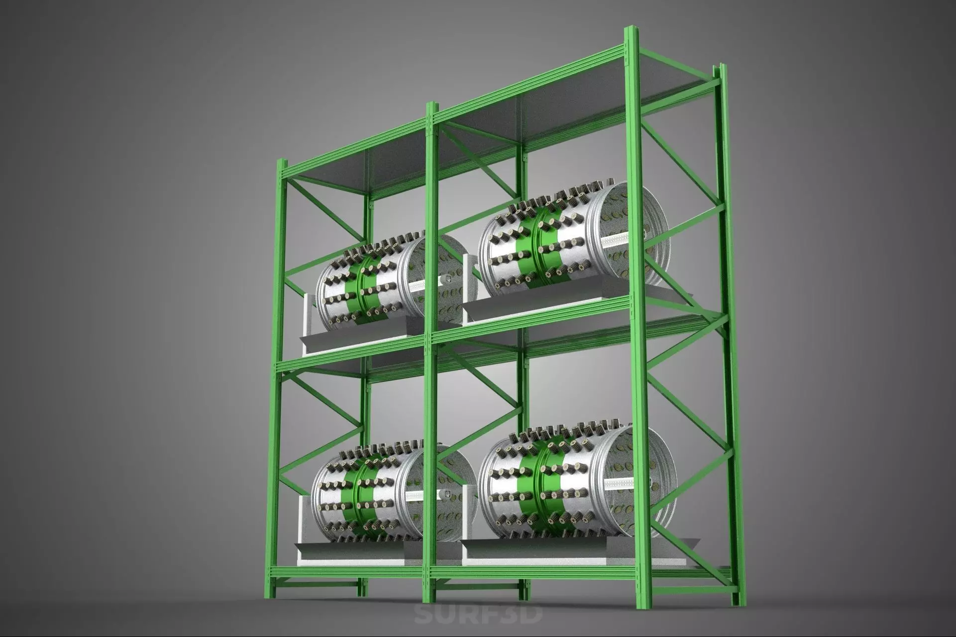 DRUM TRAY ARRAY SHELF RACK ROTARY HYDROPONIC PLANT GARDEN INDOOR 3D model_22