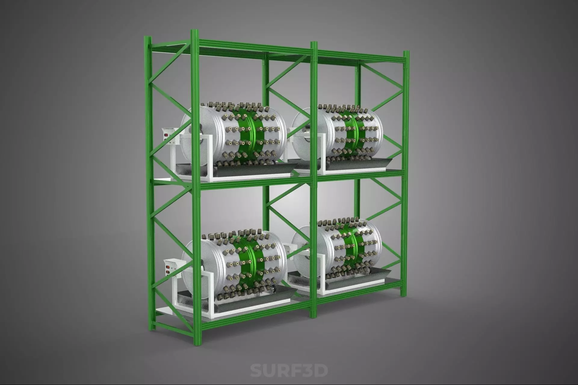 DRUM TRAY ARRAY SHELF RACK ROTARY HYDROPONIC PLANT GARDEN INDOOR 3D model_12