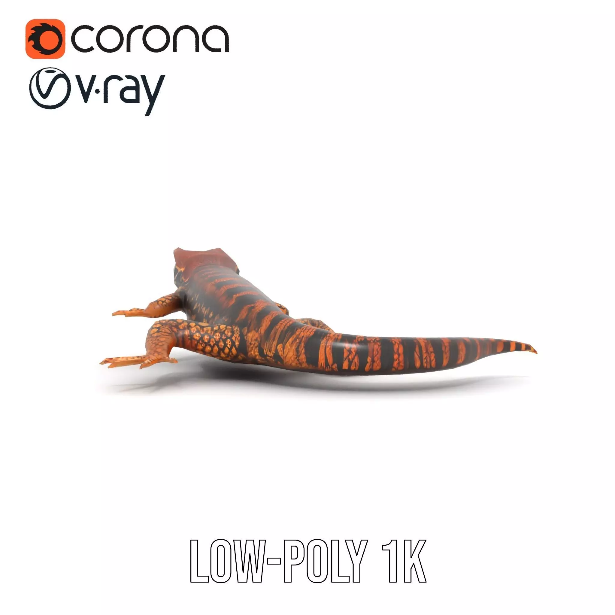 Striped Lizard Model Pack Low-poly 3D model_9