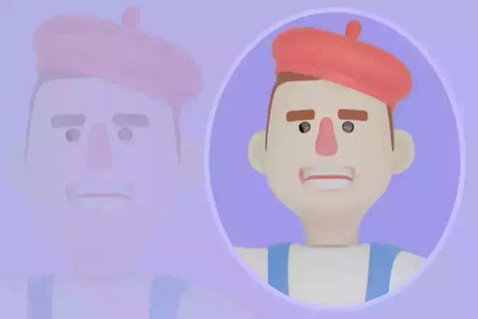 Stylized 3D Male Painter - Cartoon Artist Carrying Giant Pencil