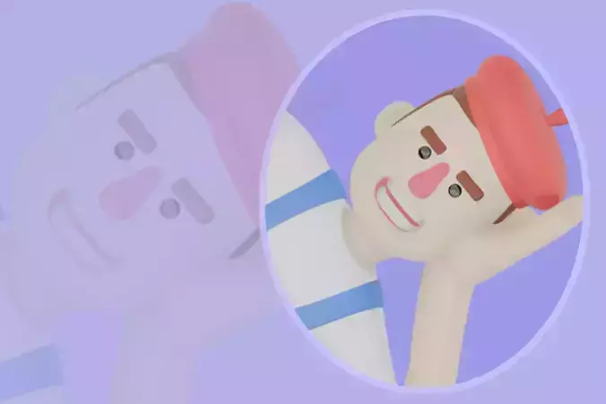 Stylized 3D Male Painter - Artist Balancing on Giant Pencil