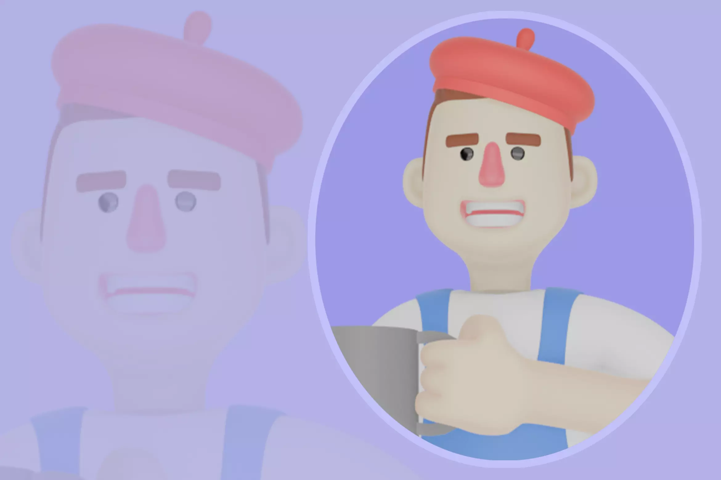 Stylized 3D Male Painter - Cartoon Artist Holding Cup and Pencil 3D model_0