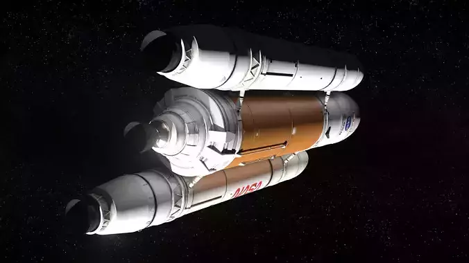 Rocket spaceship - With engine and Satellite 3D model