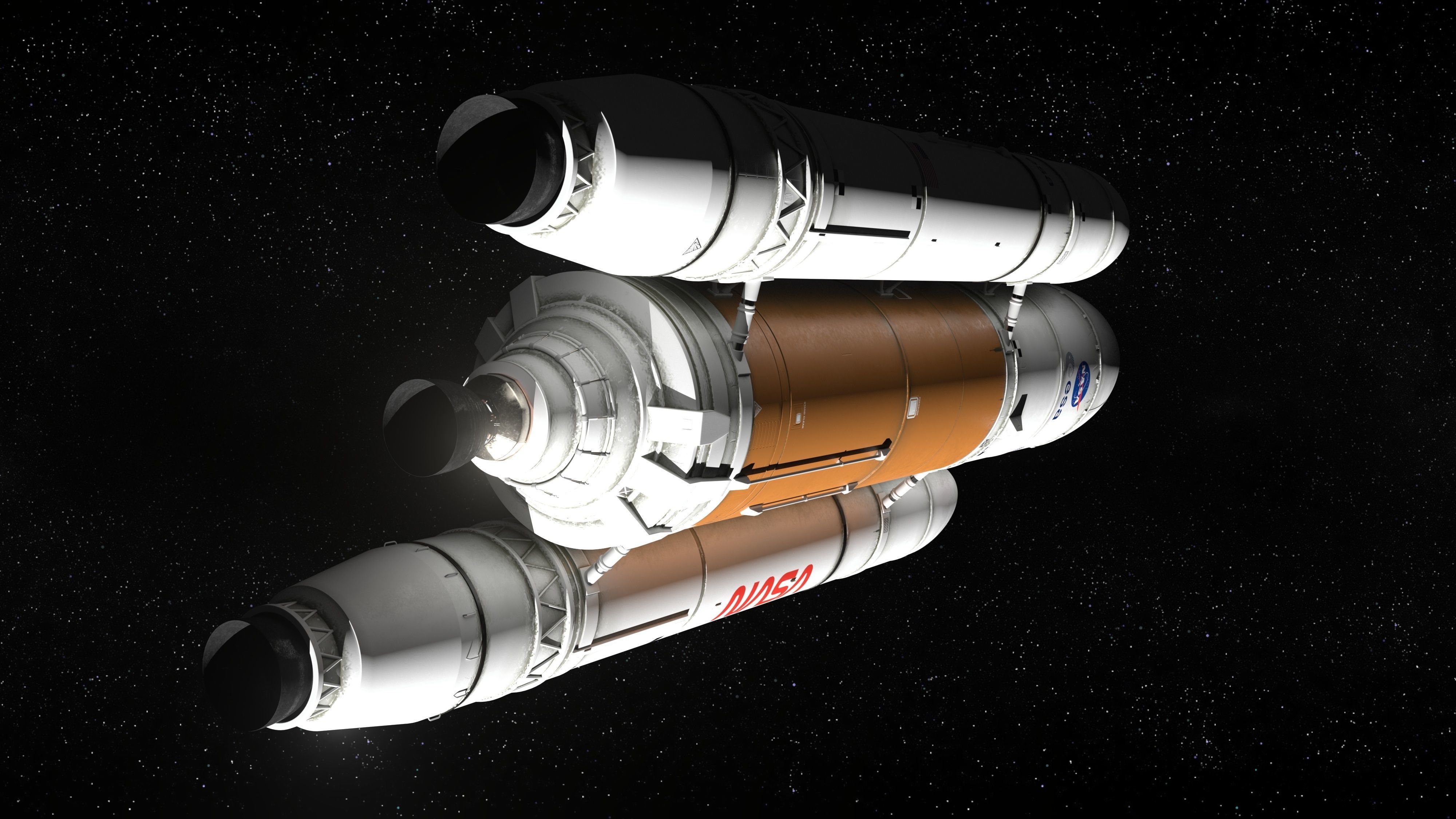 Rocket spaceship - With engine and Satellite 3D model_0
