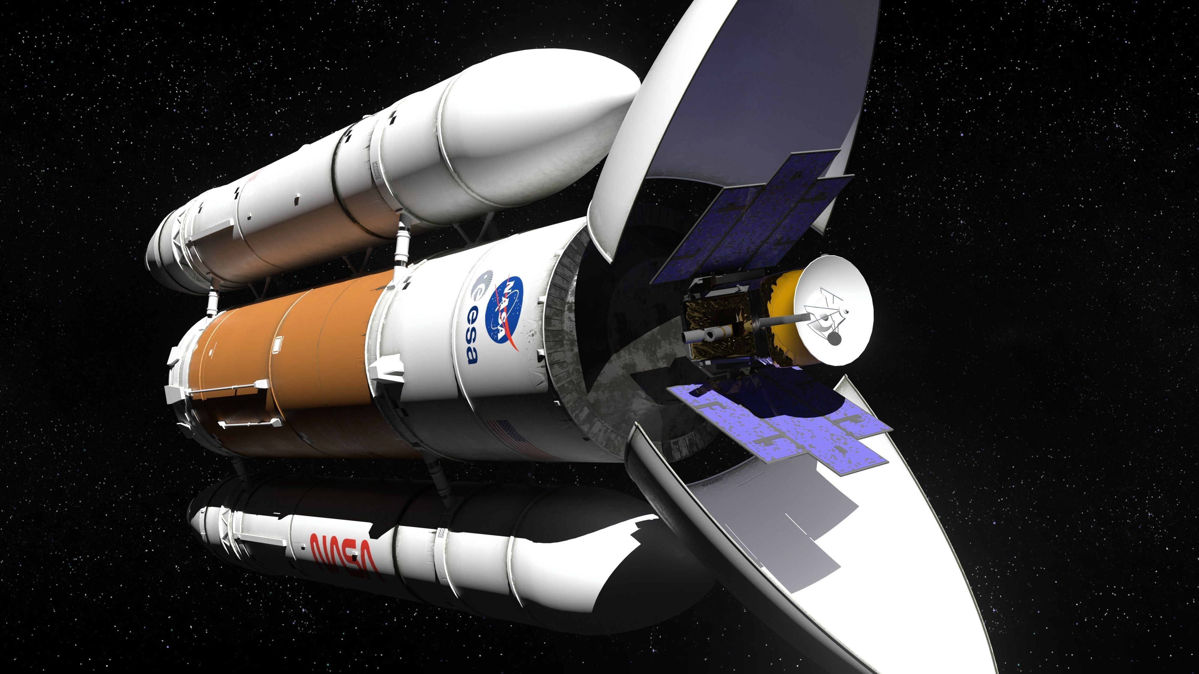 Rocket spaceship - With engine and Satellite 3D model_14