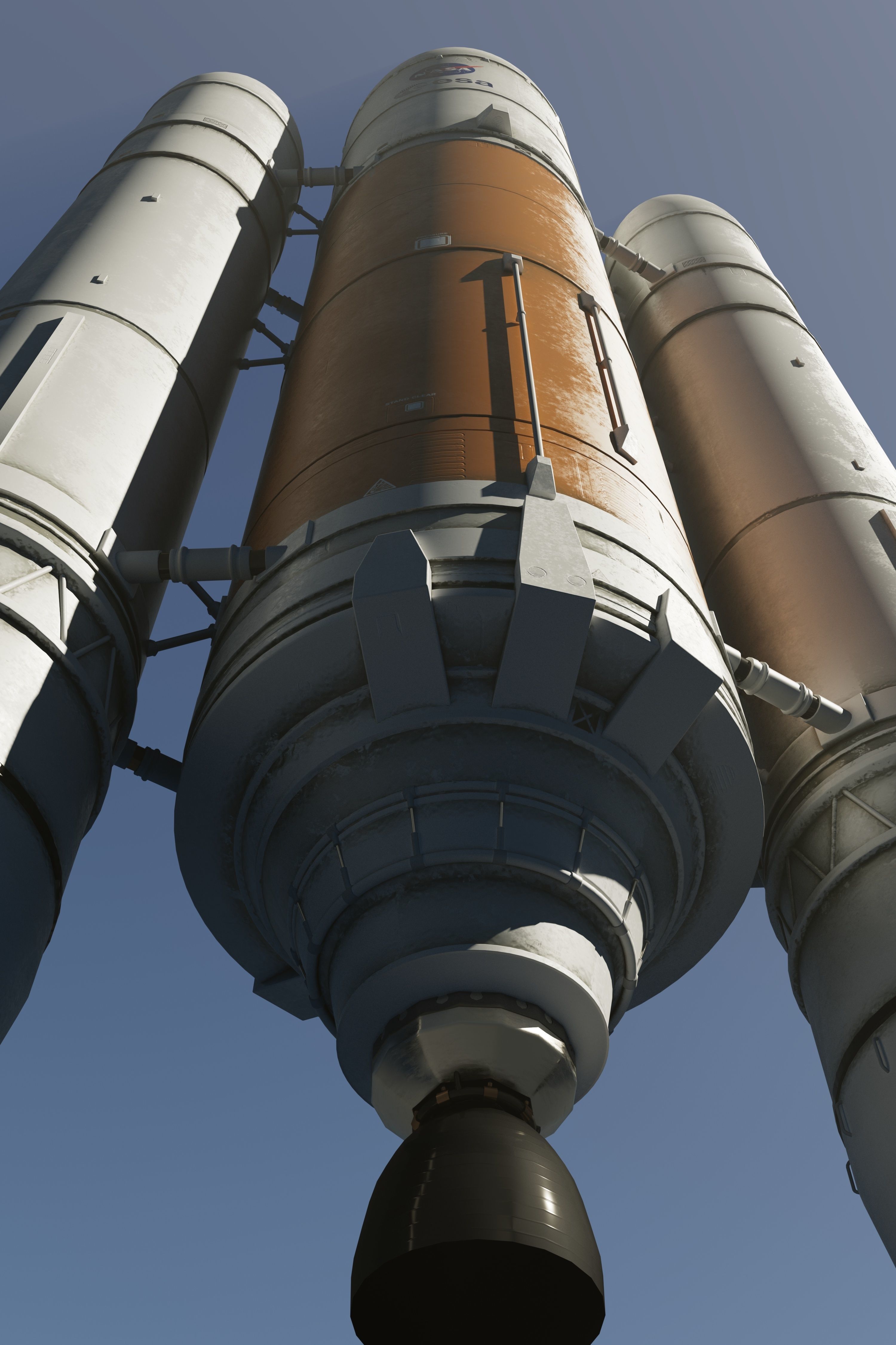 Rocket spaceship - With engine and Satellite 3D model_3